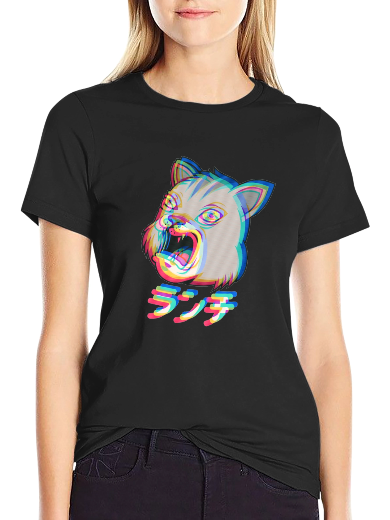 Glitch Cat Tee - Anime Style