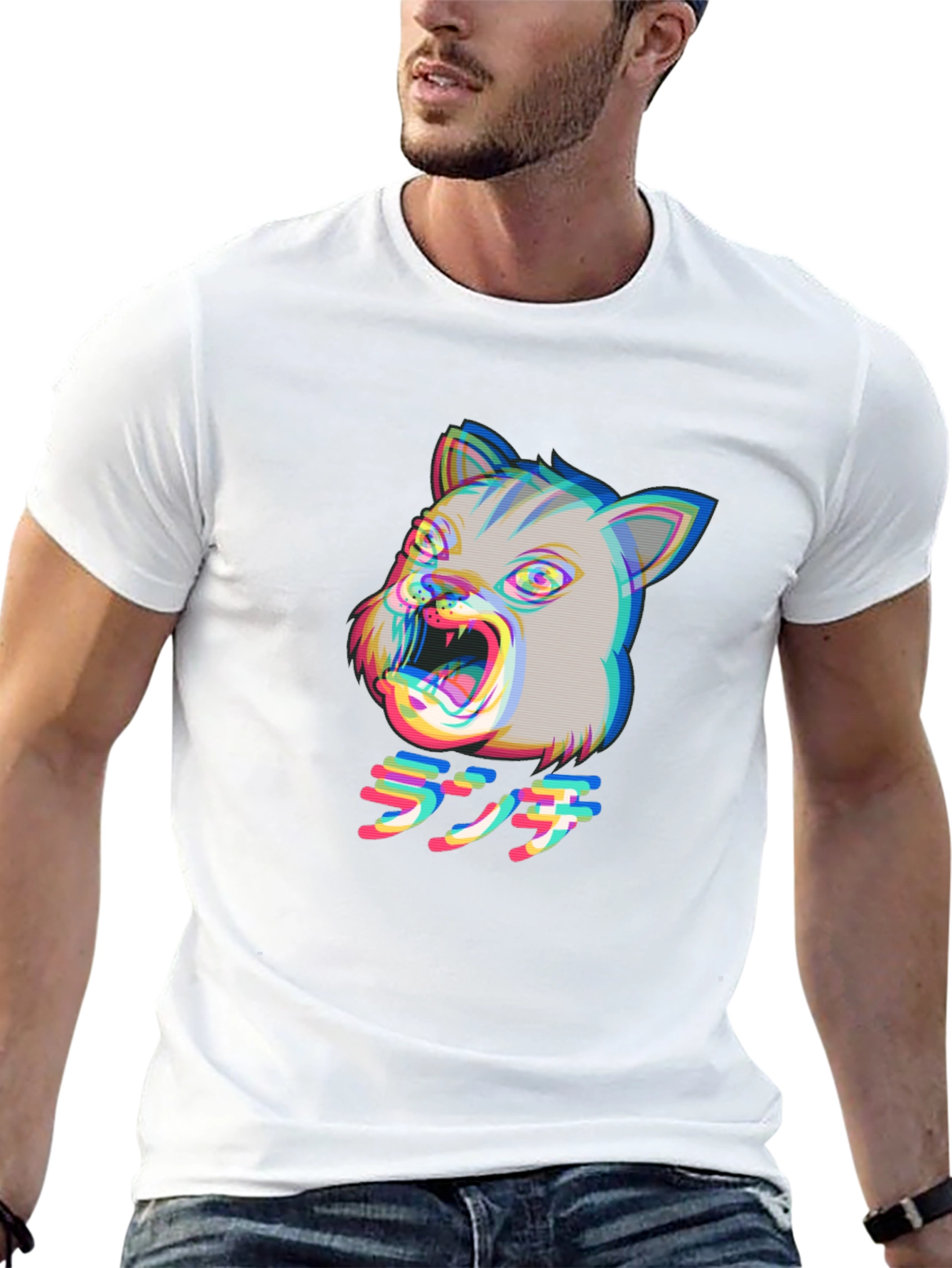 Glitch Cat Tee - Anime Style
