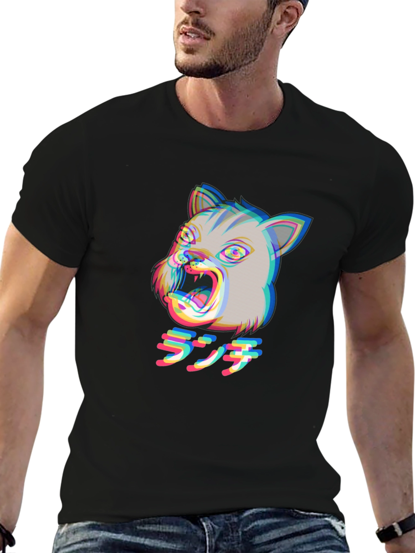 Glitch Cat Tee - Anime Style