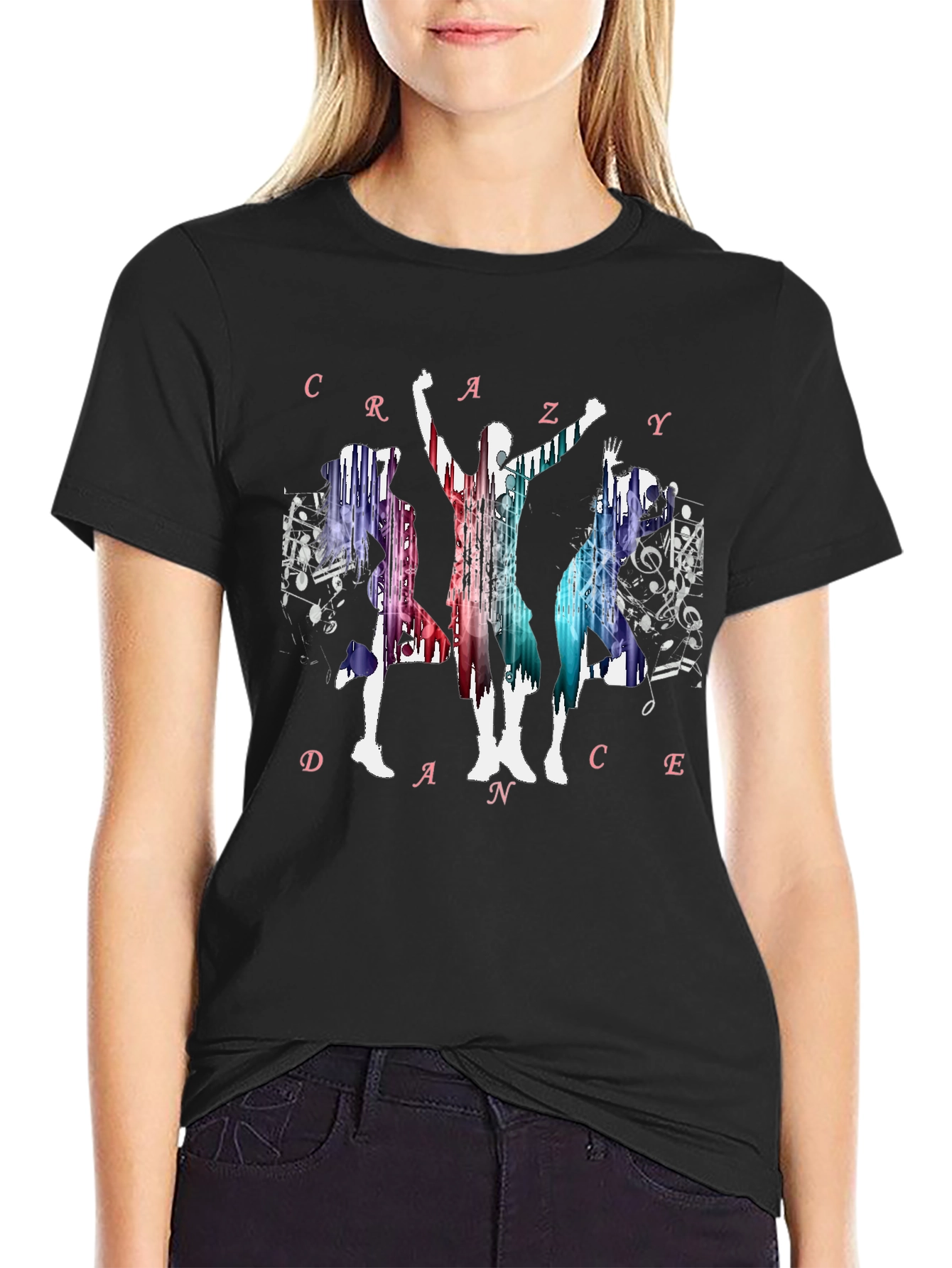 Crazy Dance Graphic T-Shirt - Black