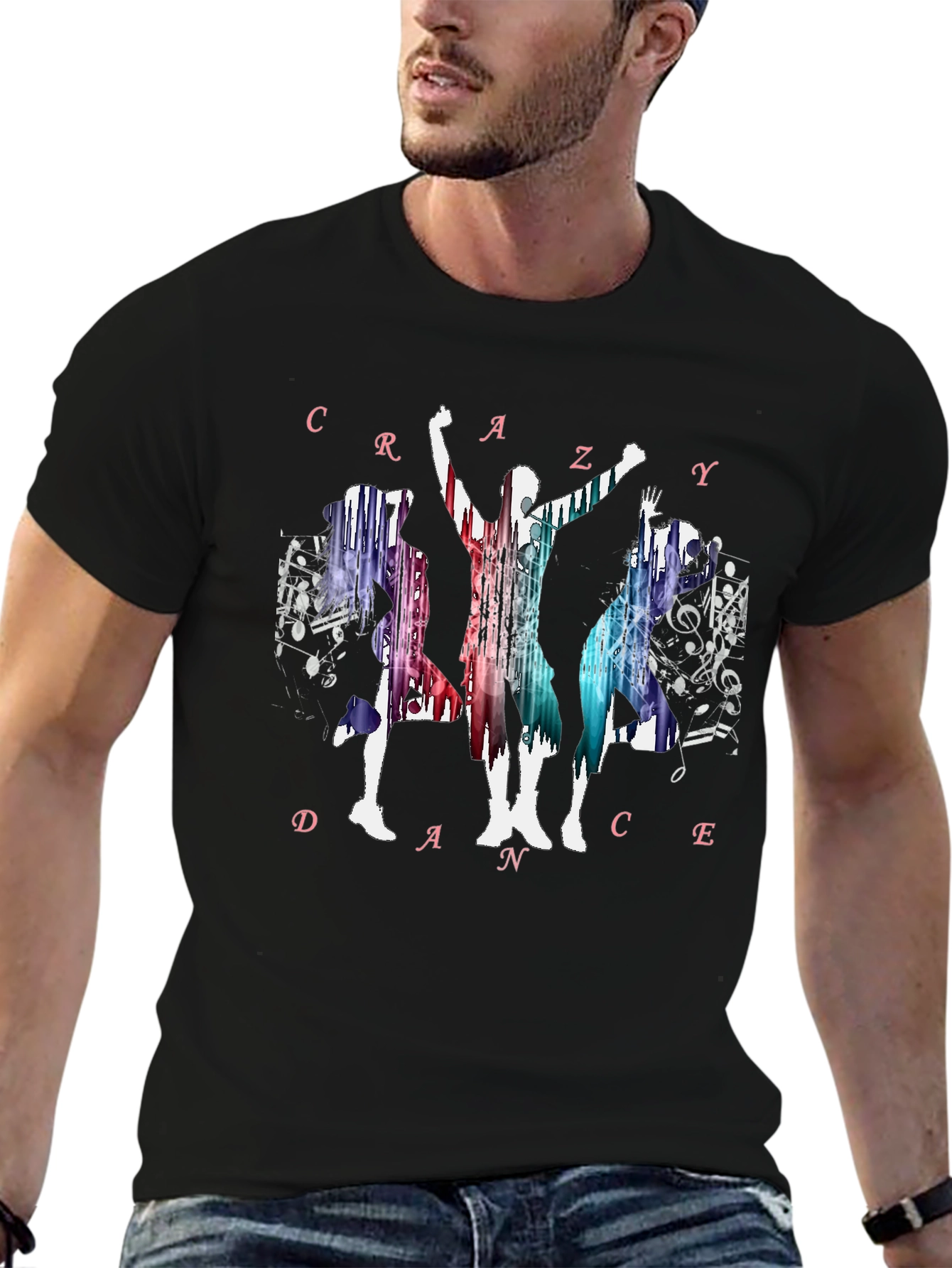 Crazy Dance Graphic T-Shirt - Black