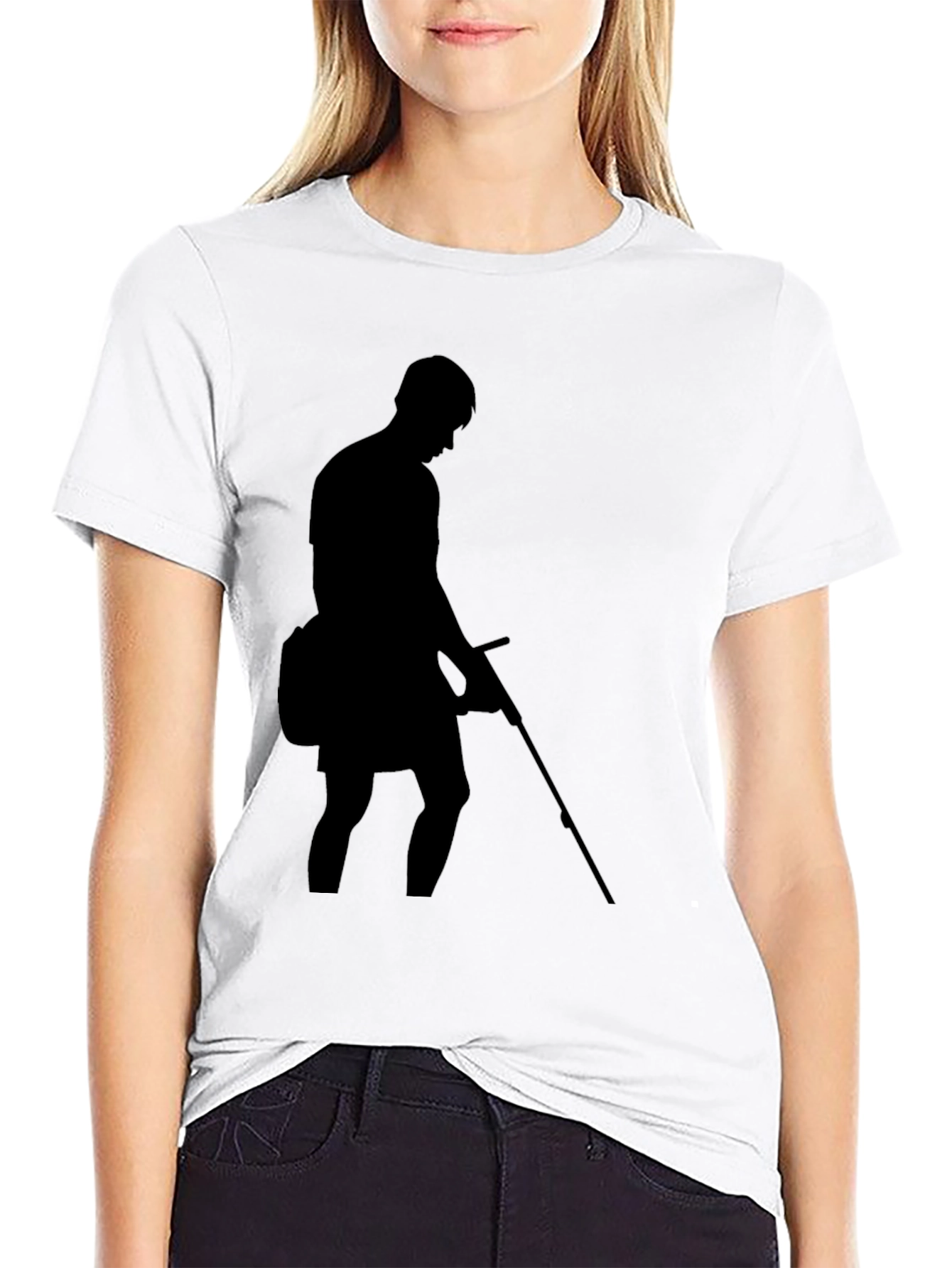 Black T-Shirt with Silhouette Design