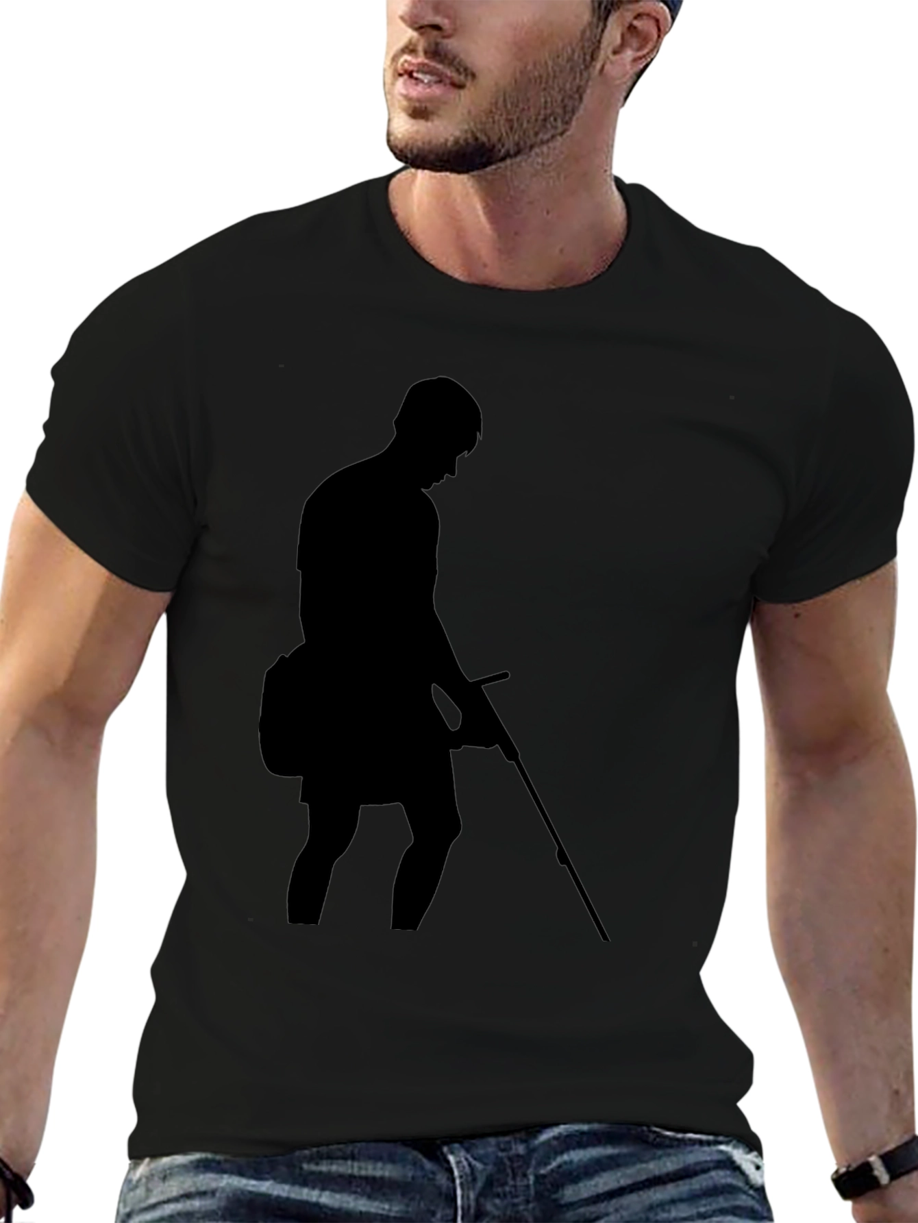 Black T-Shirt with Silhouette Design