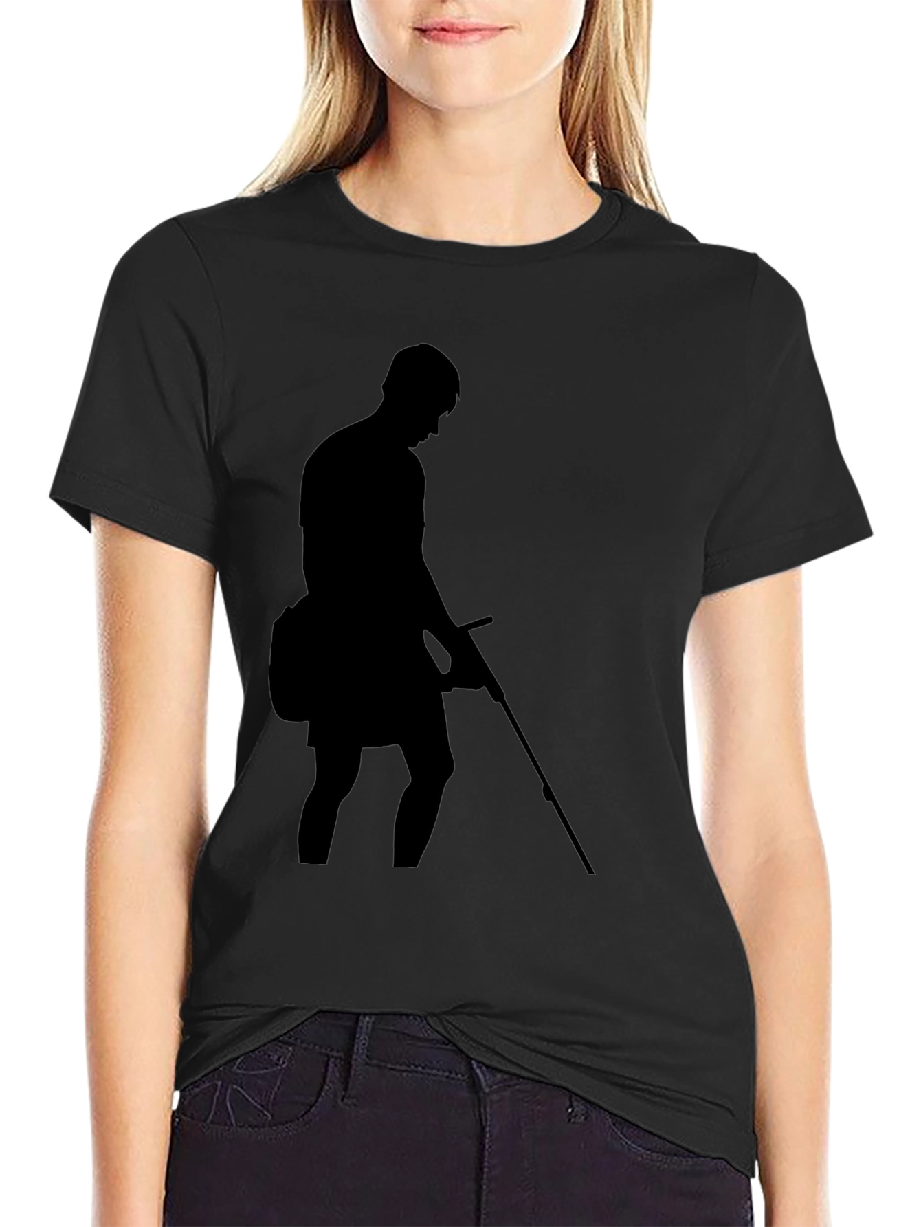 Black T-Shirt with Silhouette Design