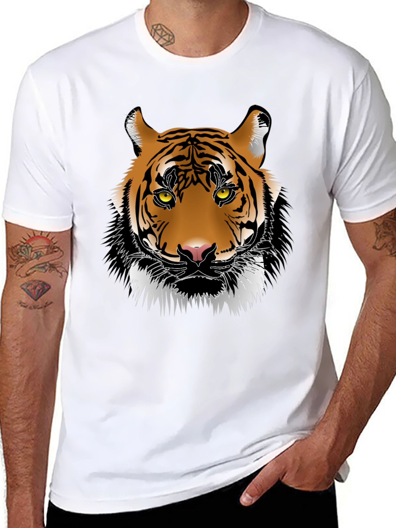 Cool Tiger Graphic Print Black T-Shirt
