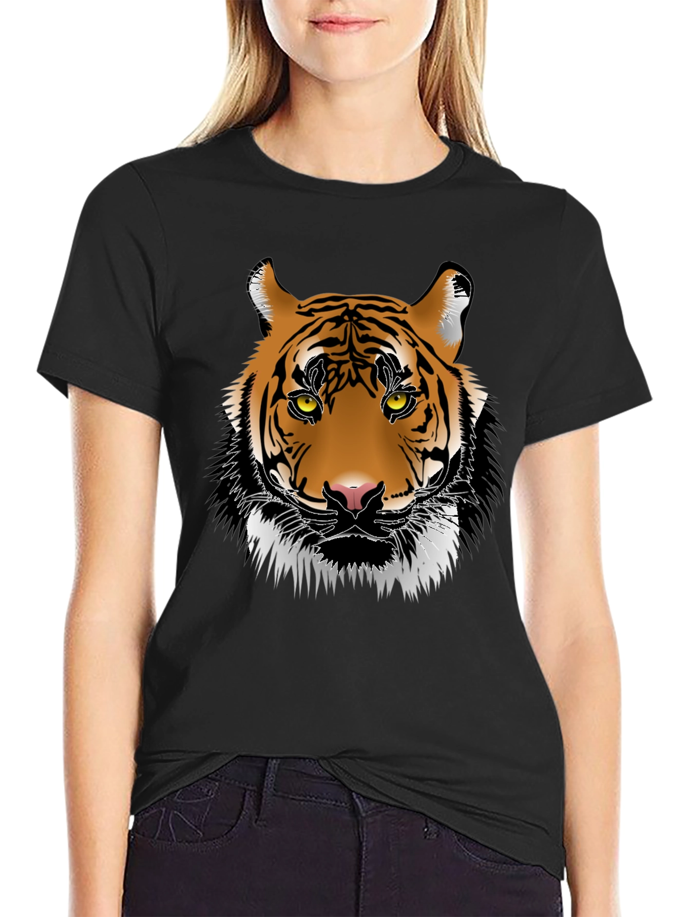 Cool Tiger Graphic Print Black T-Shirt