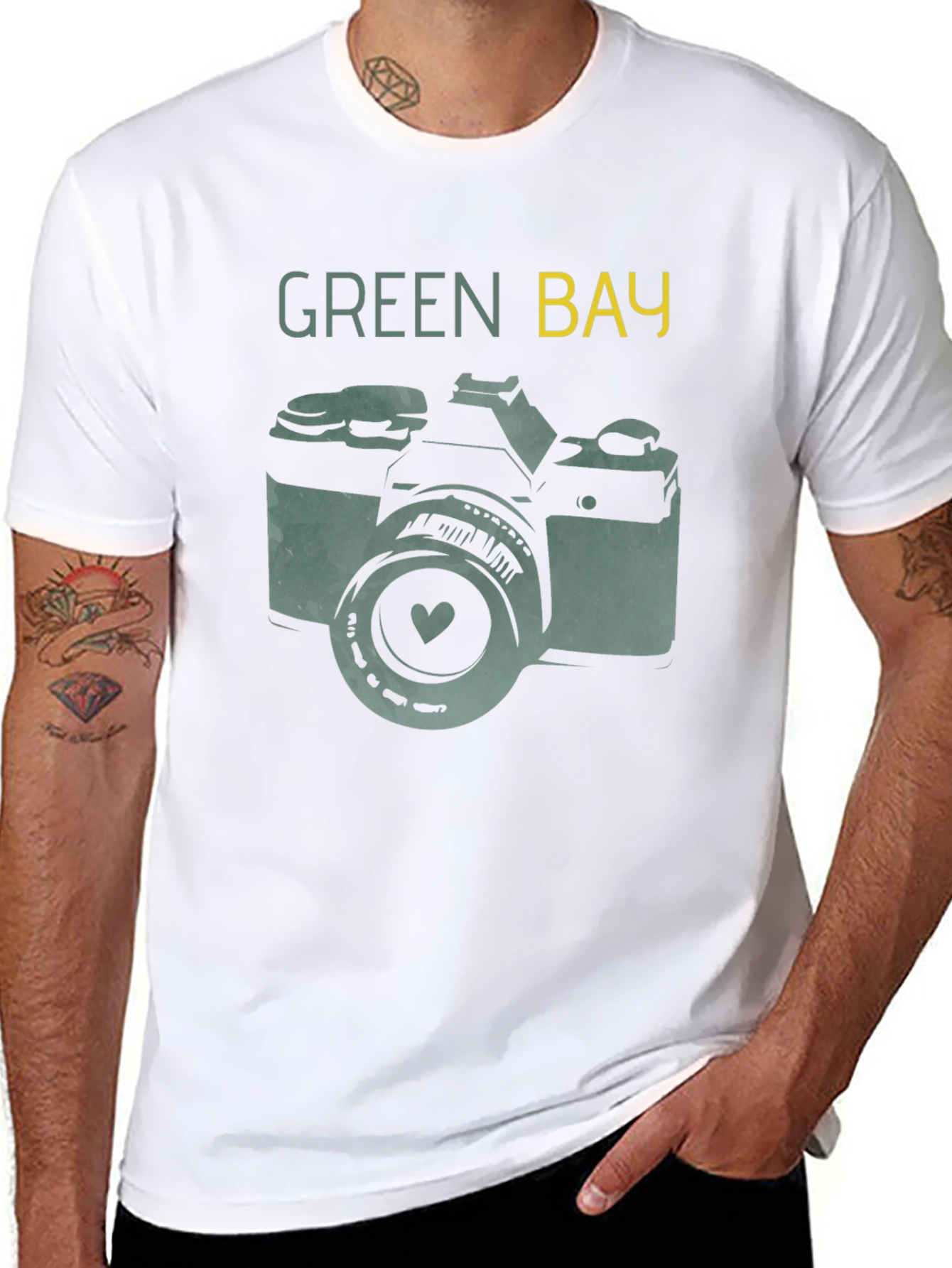 Green Bay Camera T-Shirt - Retro Style