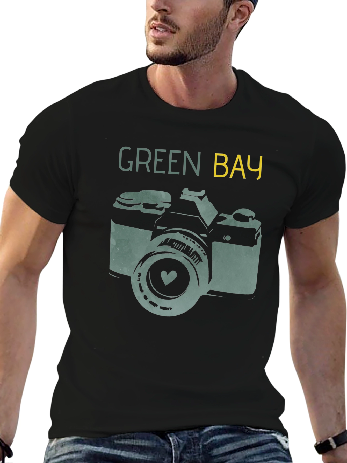 Green Bay Camera T-Shirt - Retro Style