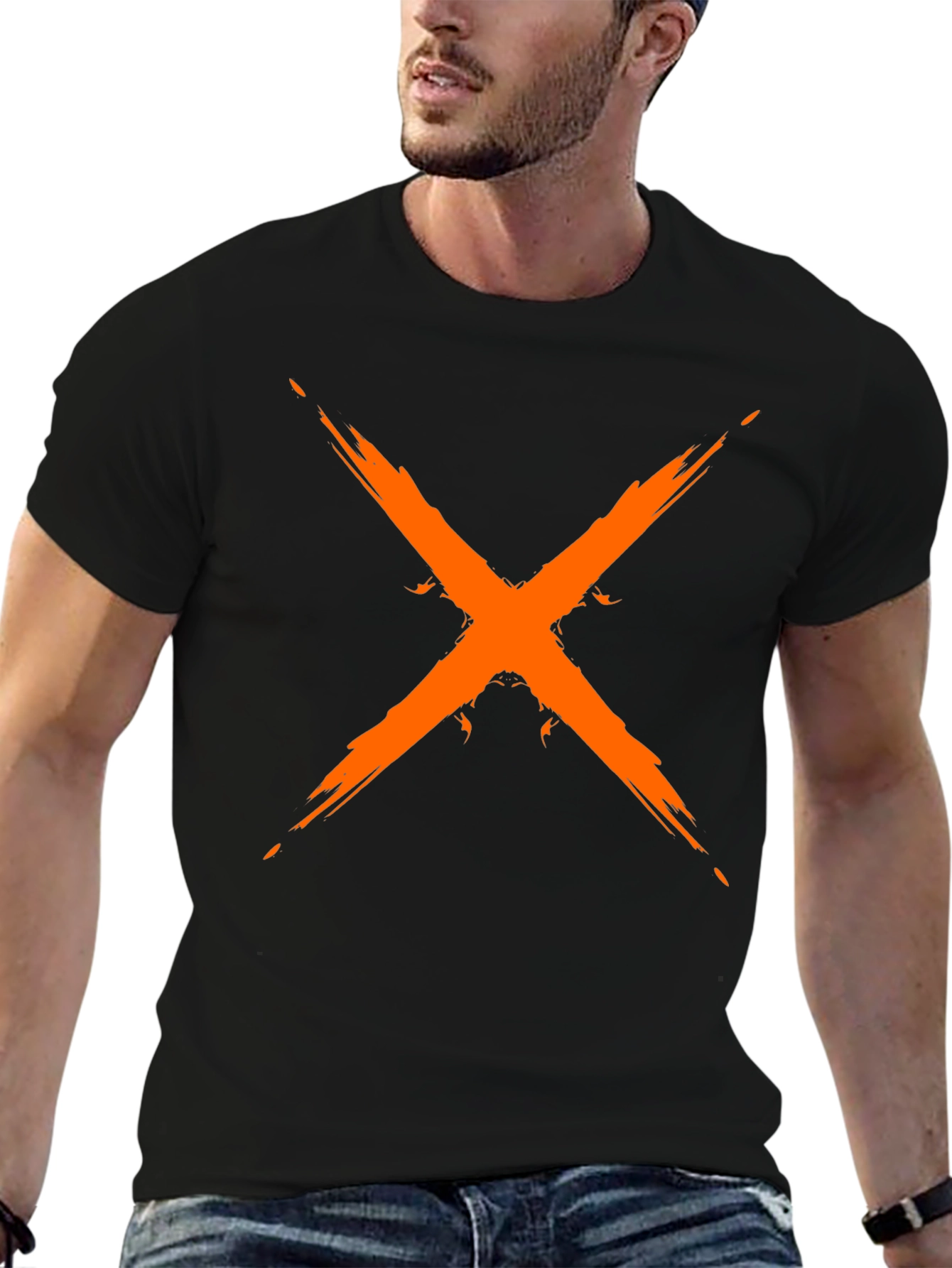 Edgy X Graphic Tee - Black Cotton Blend