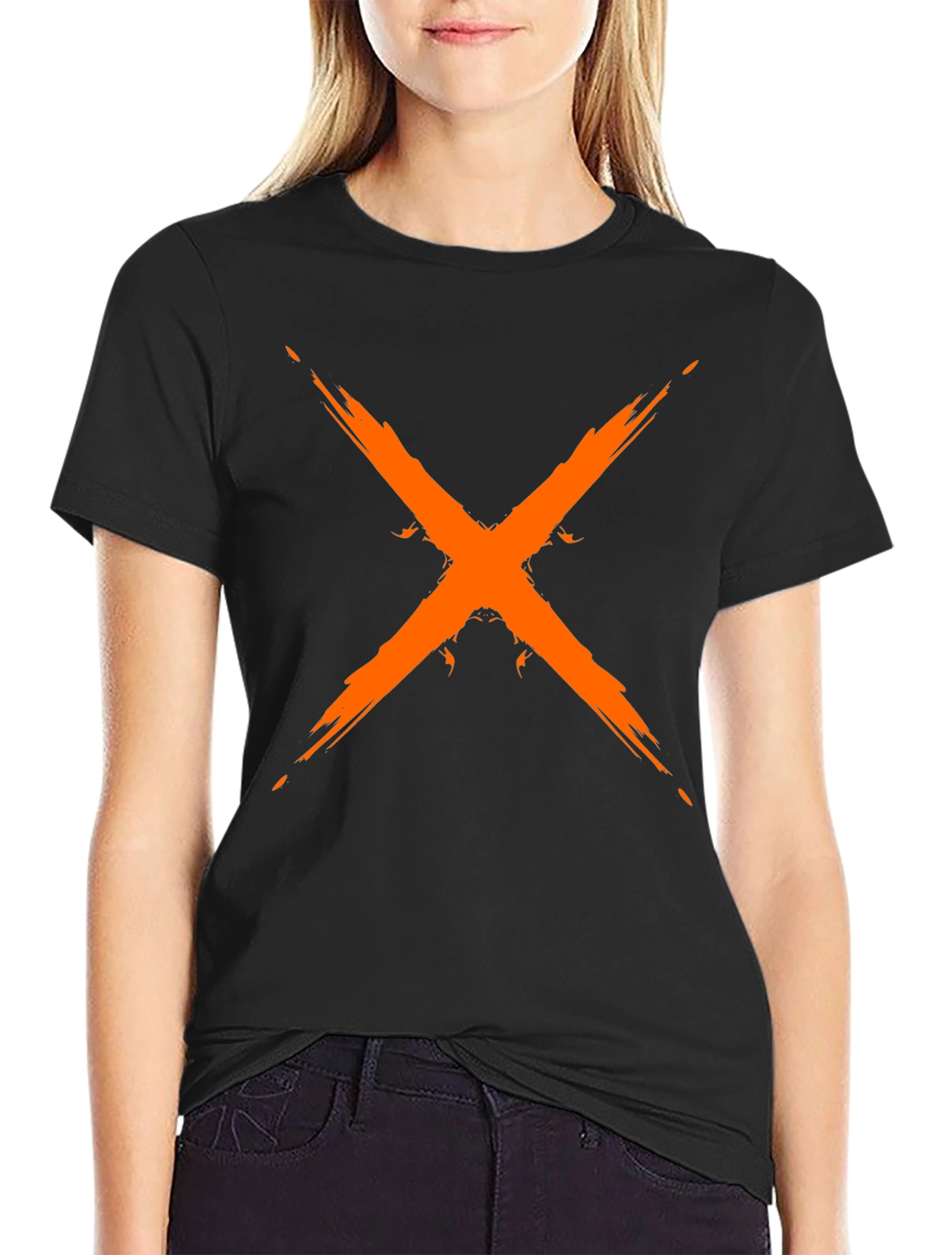 Edgy X Graphic Tee - Black Cotton Blend