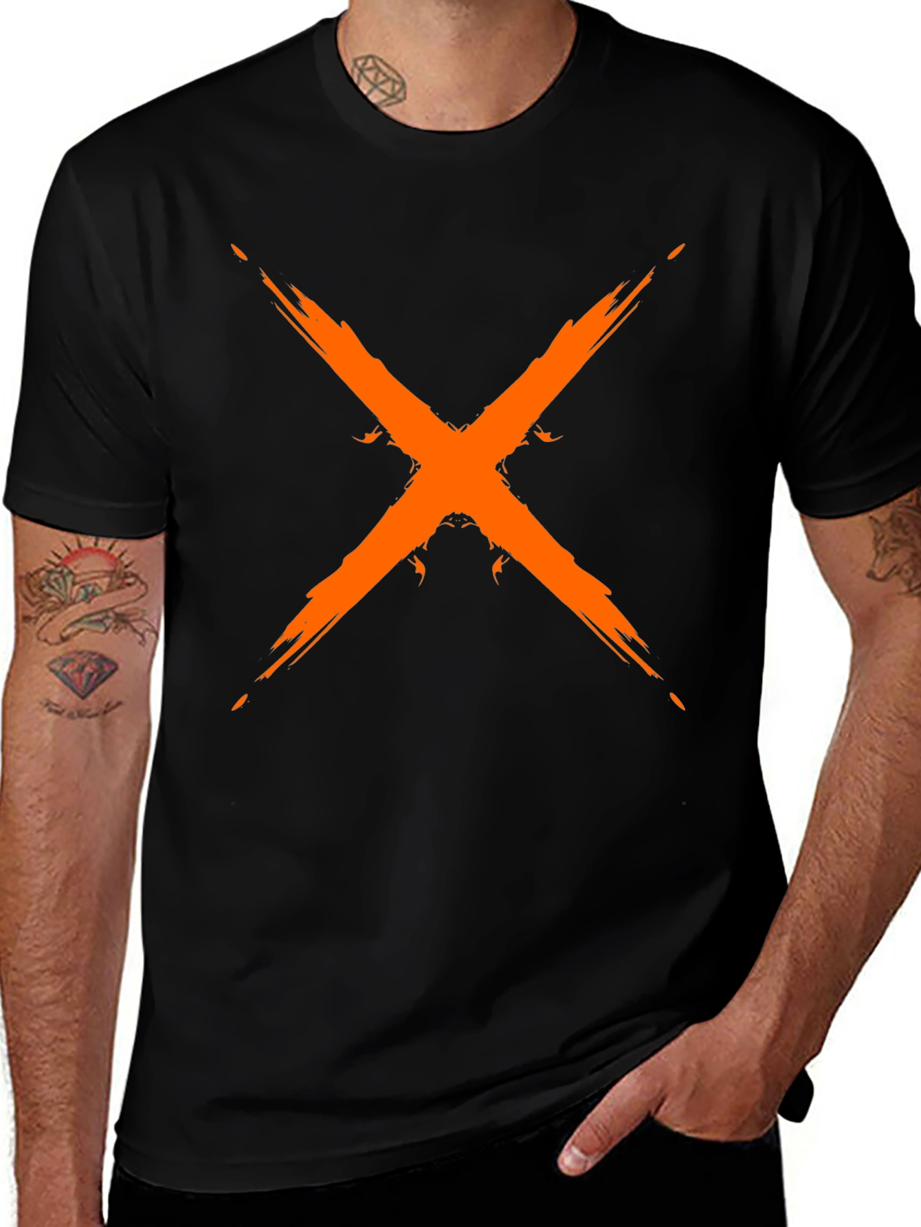 Edgy X Graphic Tee - Black Cotton Blend