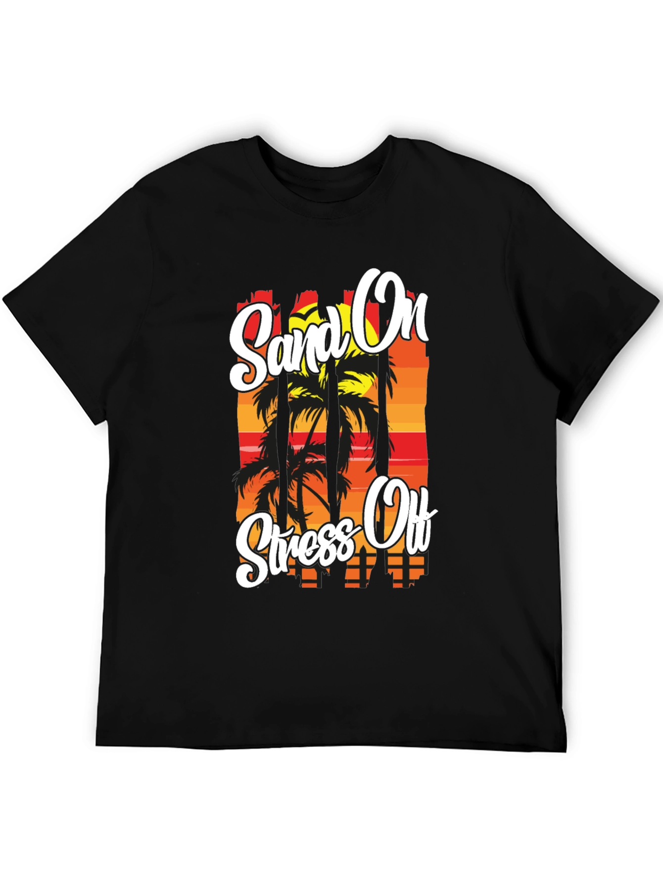 Sand On Stress Off Graphic T-Shirt Black