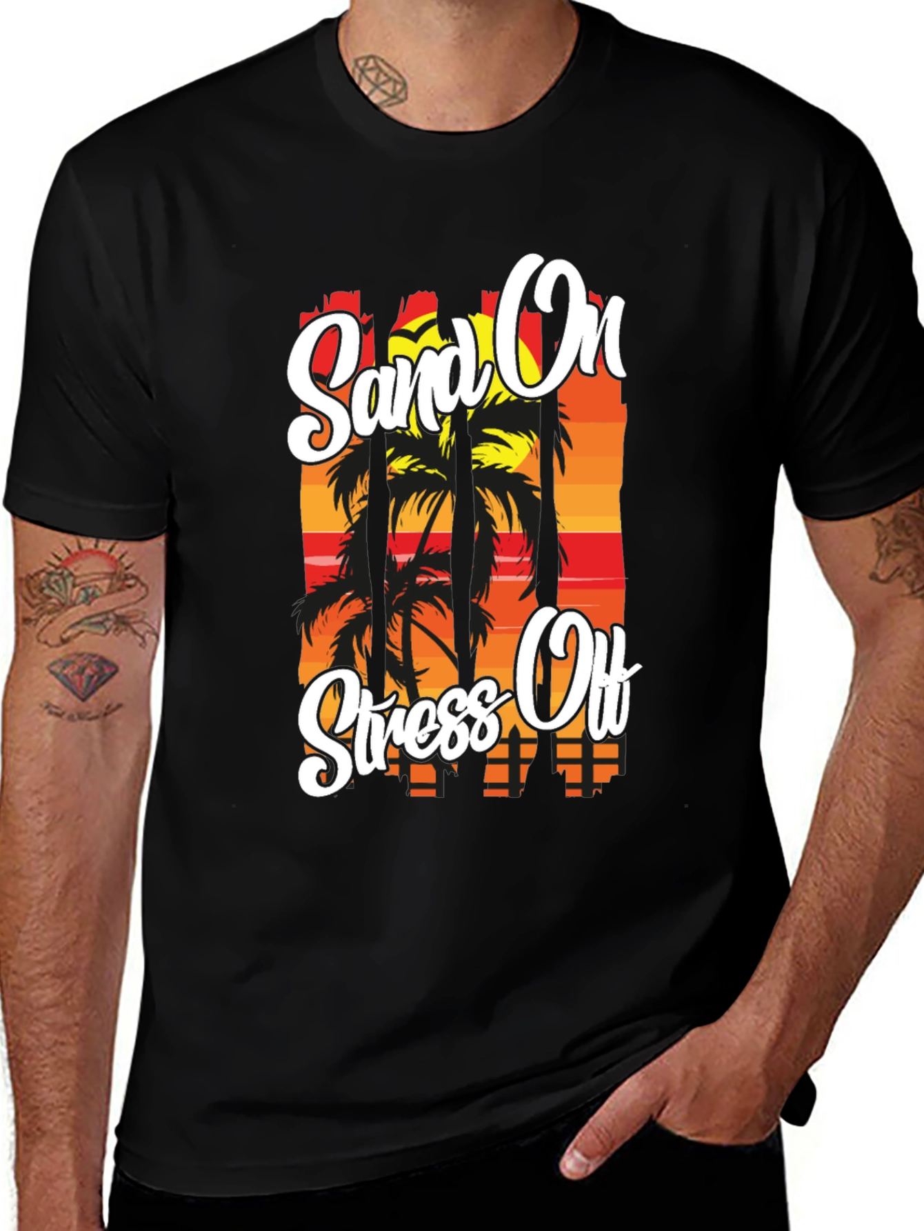 Sand On Stress Off Graphic T-Shirt Black