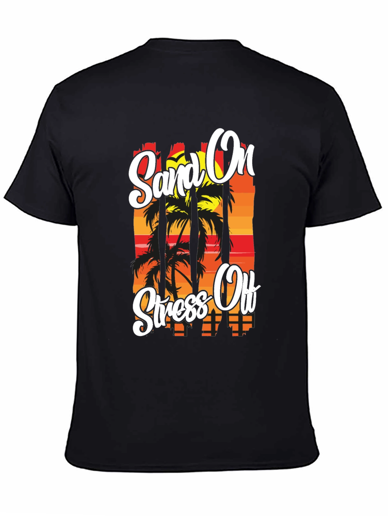 Sand On Stress Off Graphic T-Shirt Black