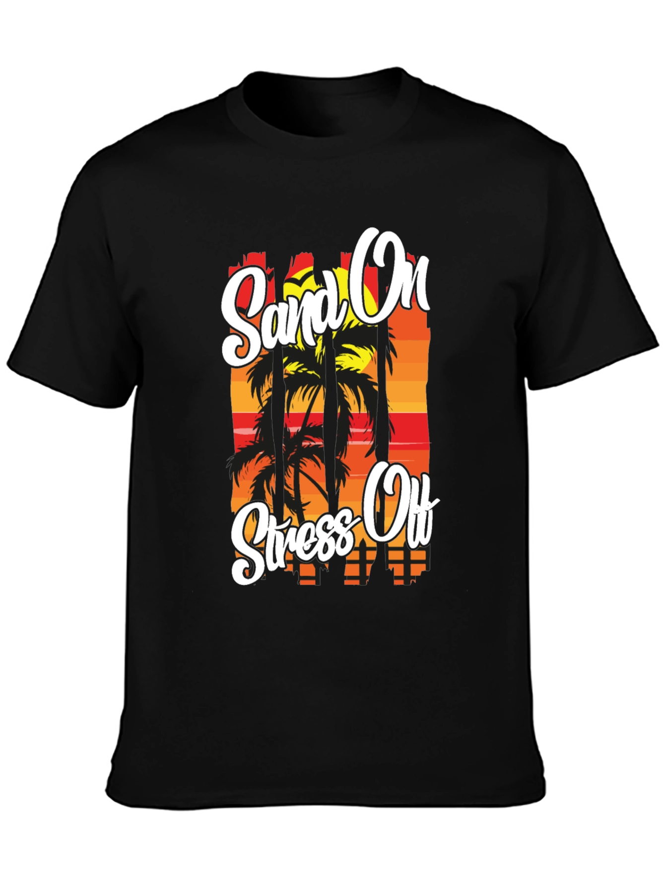 Sand On Stress Off Graphic T-Shirt Black