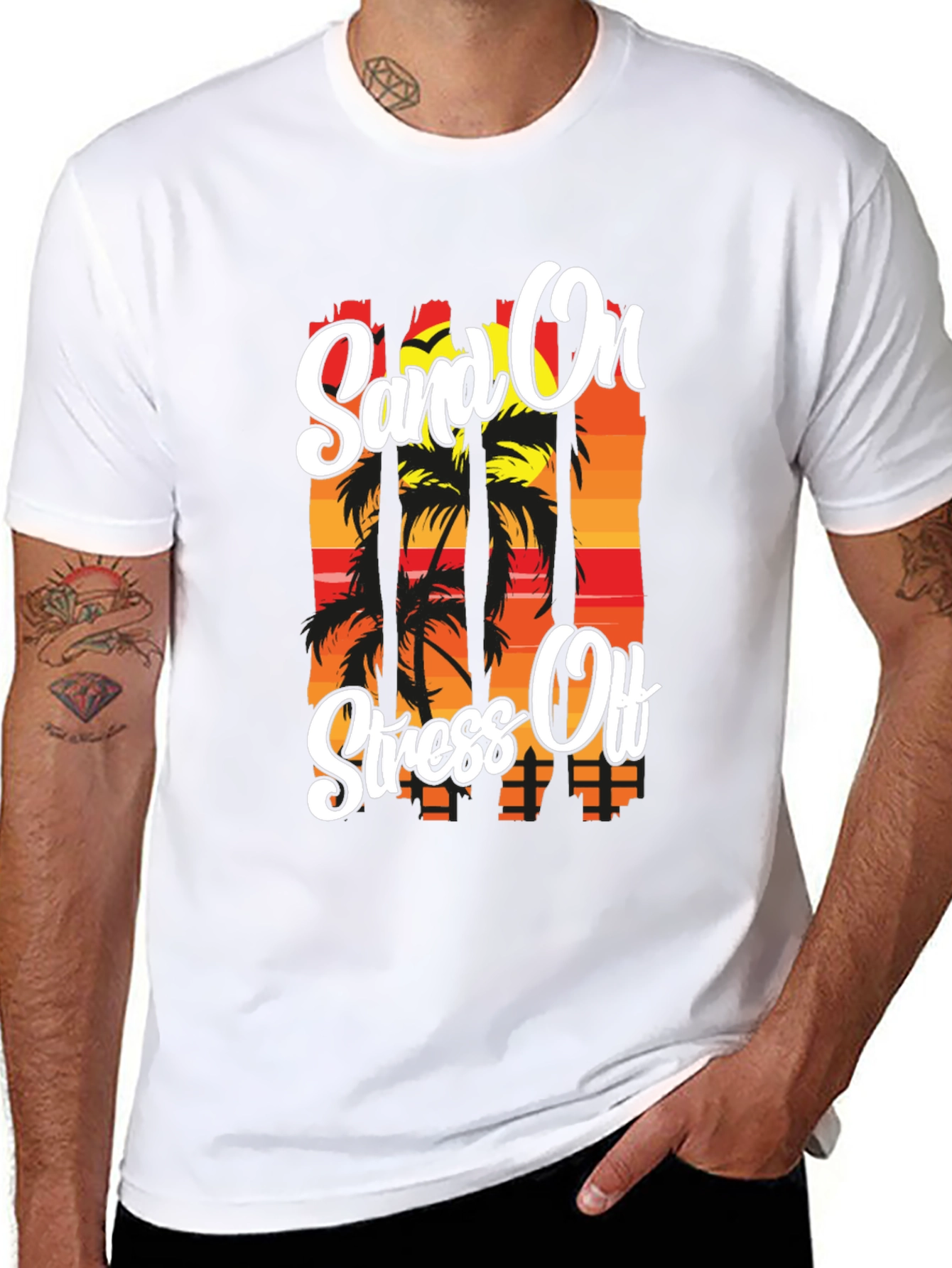 Sand On Stress Off Graphic T-Shirt Black