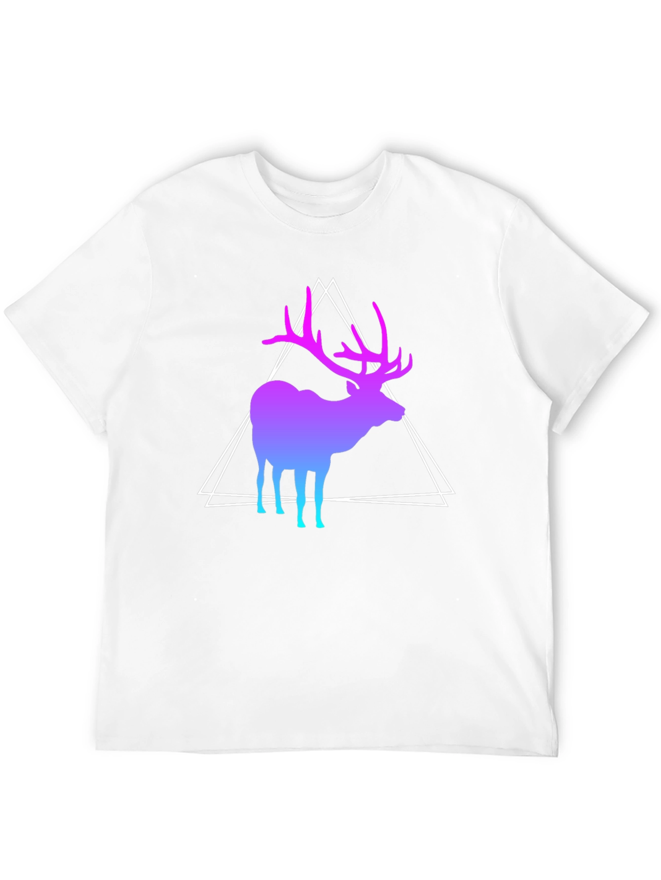 Gradient Deer Graphic Tee - Modern Geometric Design