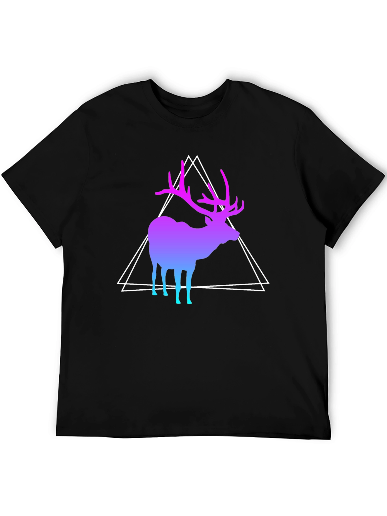 Gradient Deer Graphic Tee - Modern Geometric Design