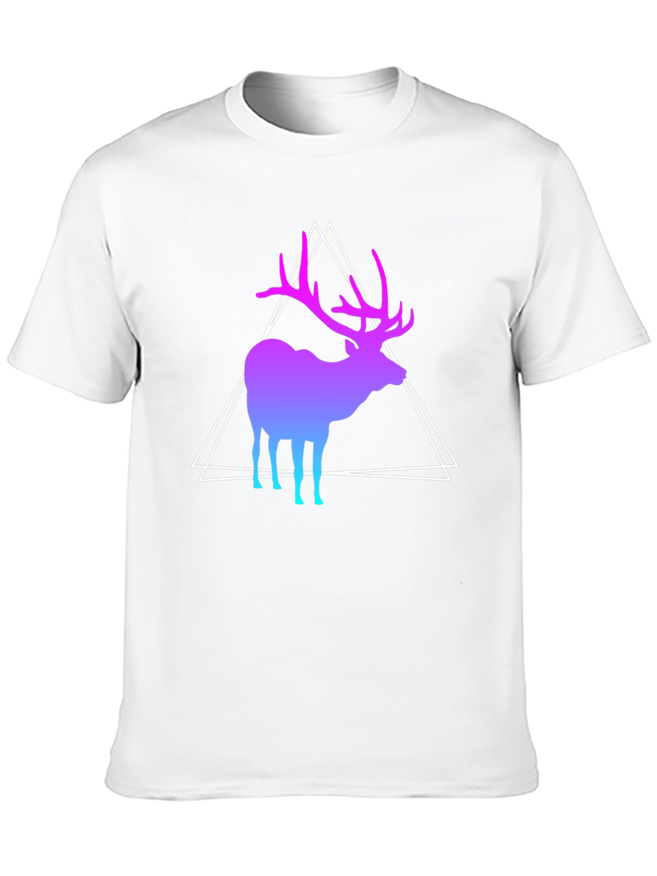 Gradient Deer Graphic Tee - Modern Geometric Design