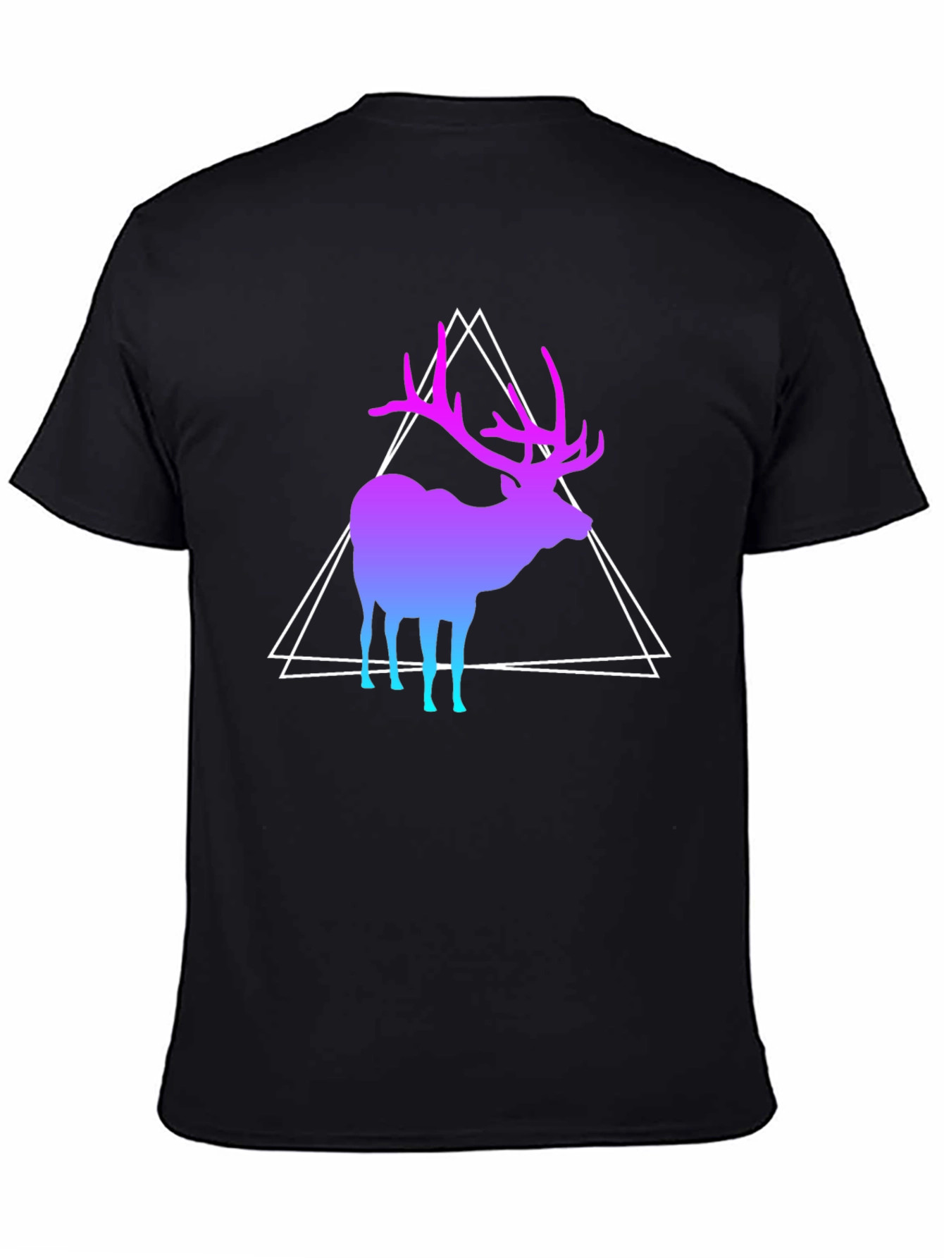 Gradient Deer Graphic Tee - Modern Geometric Design