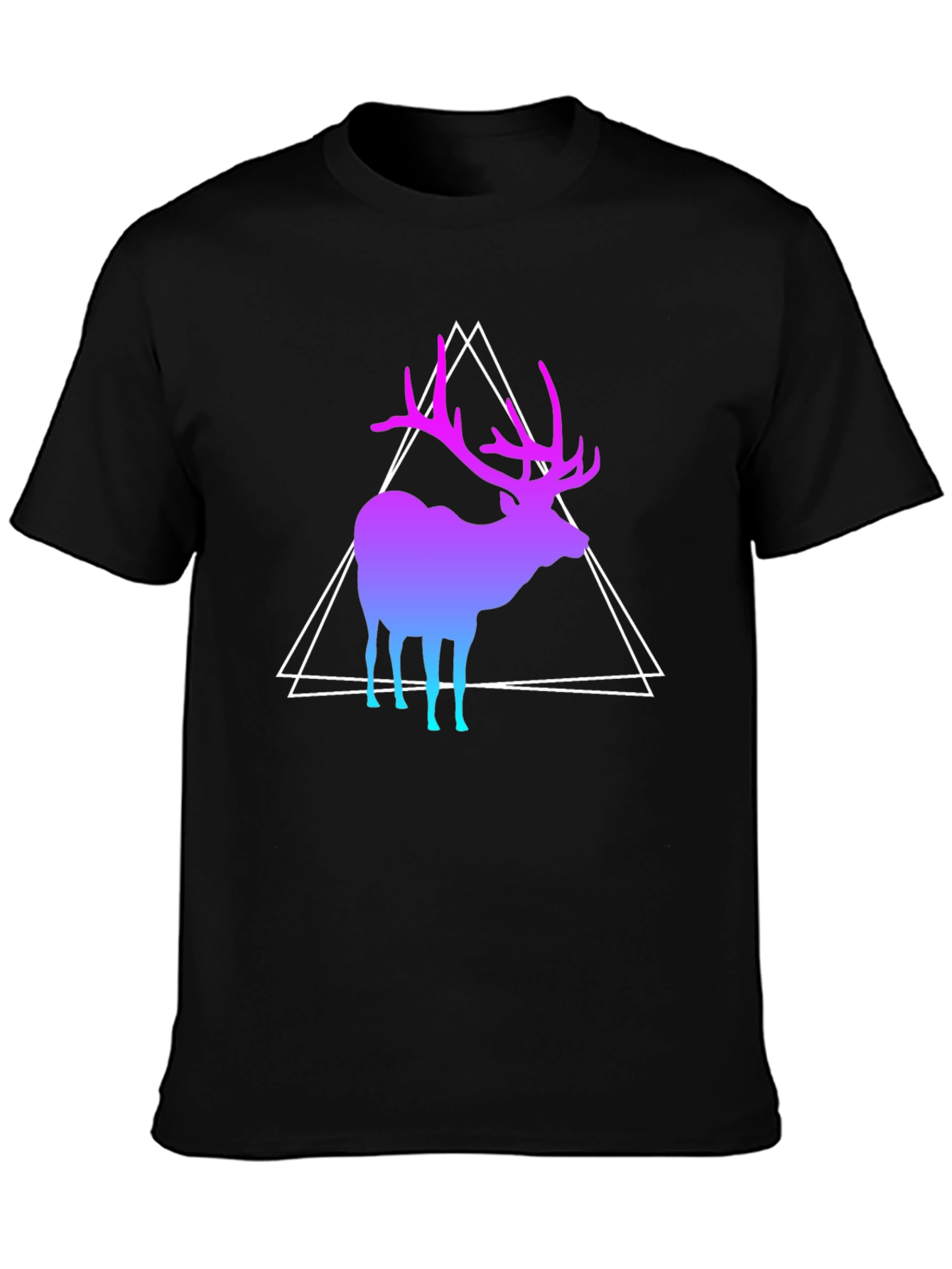 Gradient Deer Graphic Tee - Modern Geometric Design