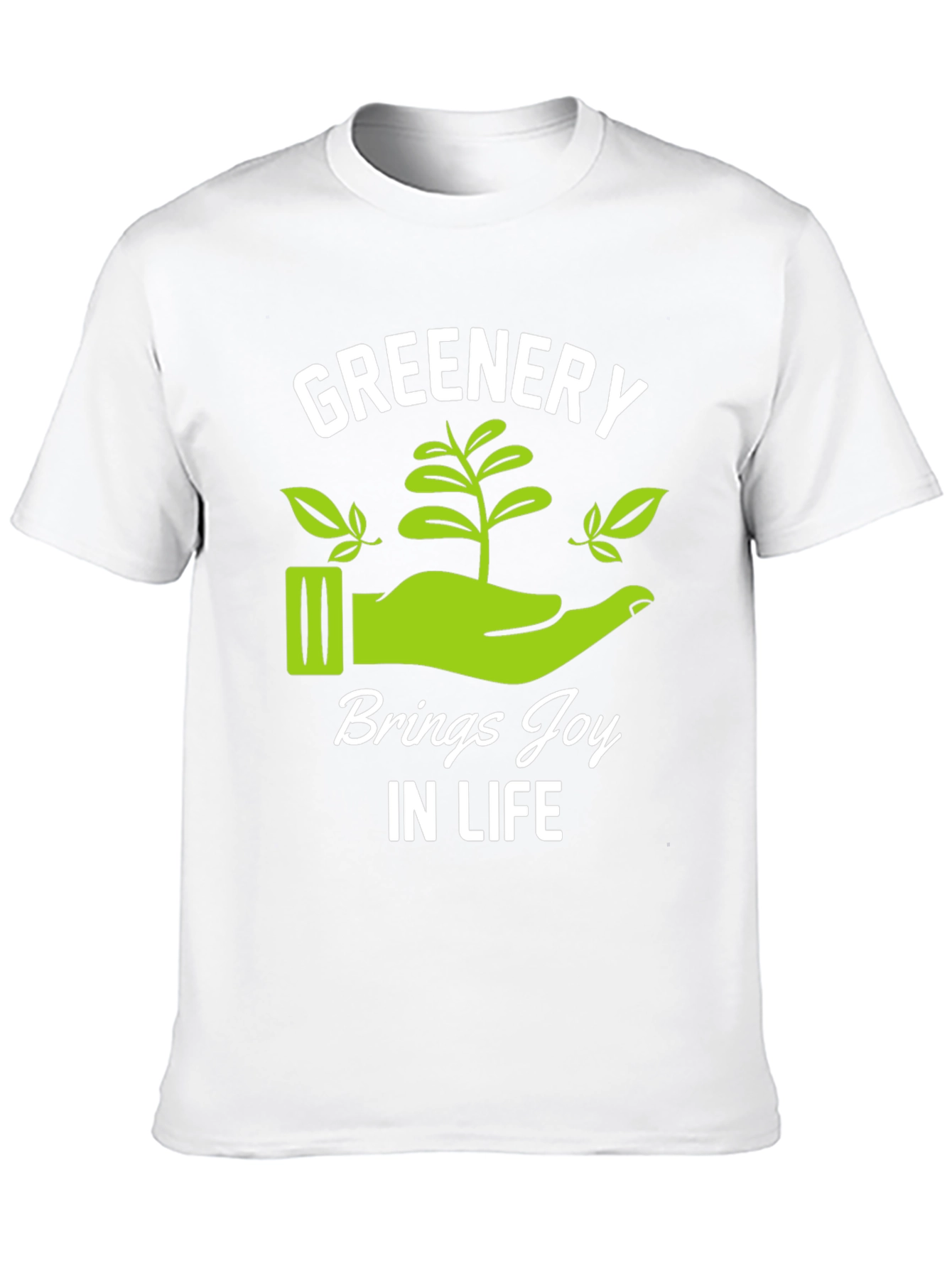 Greenery Brings Joy Black Graphic T-Shirt