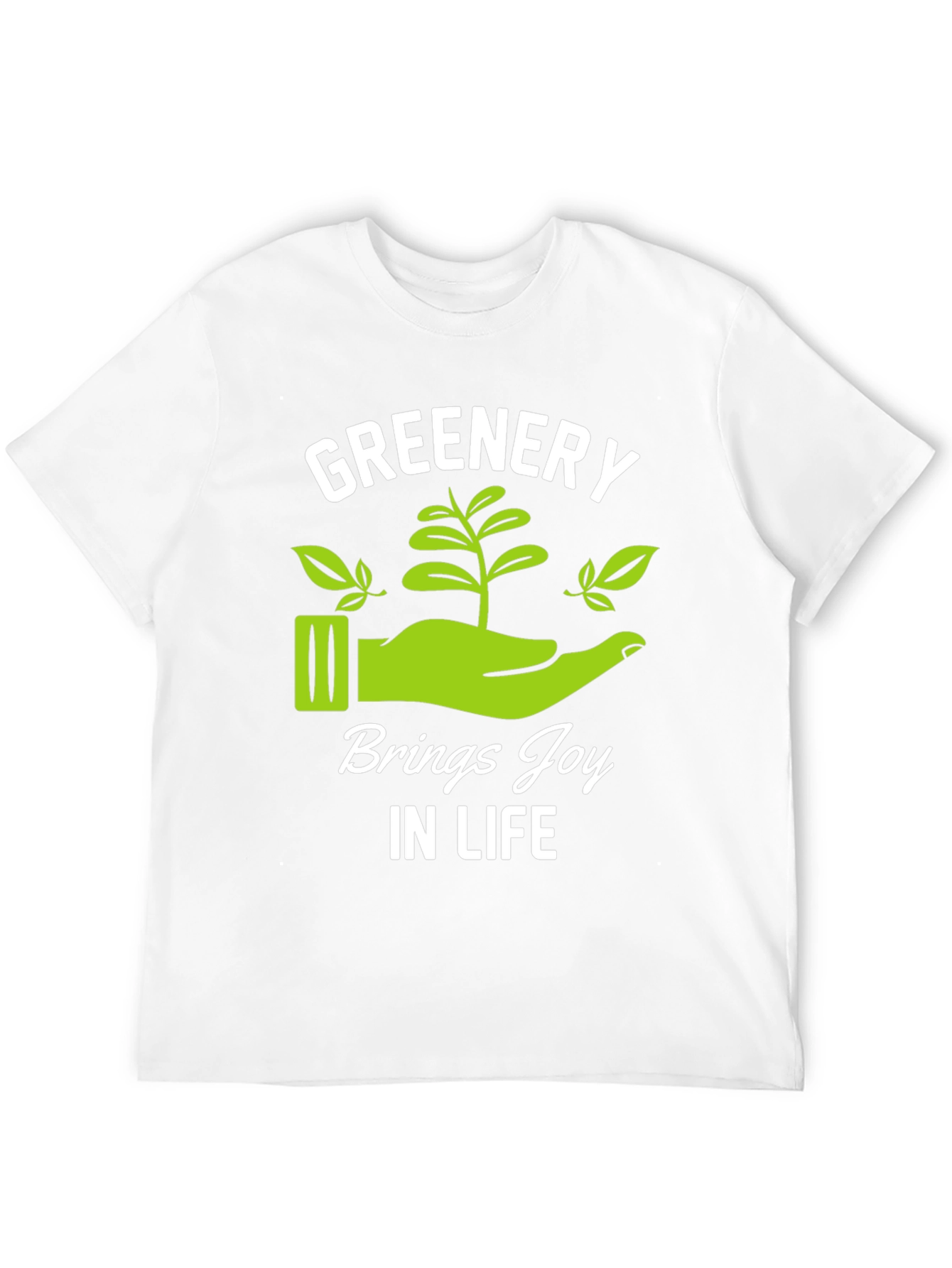 Greenery Brings Joy Black Graphic T-Shirt