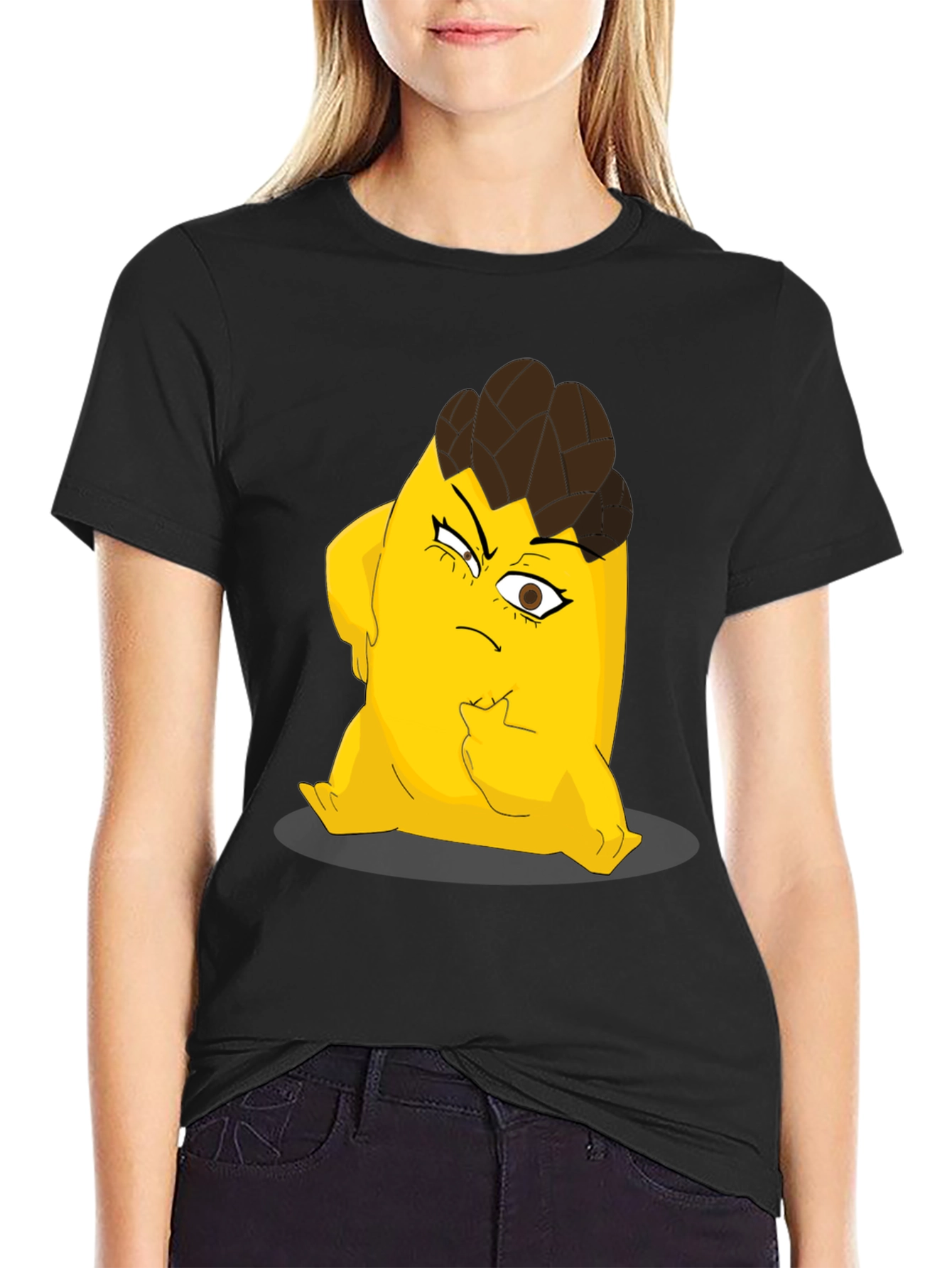 Cartoon Character Graphic Tee - Black