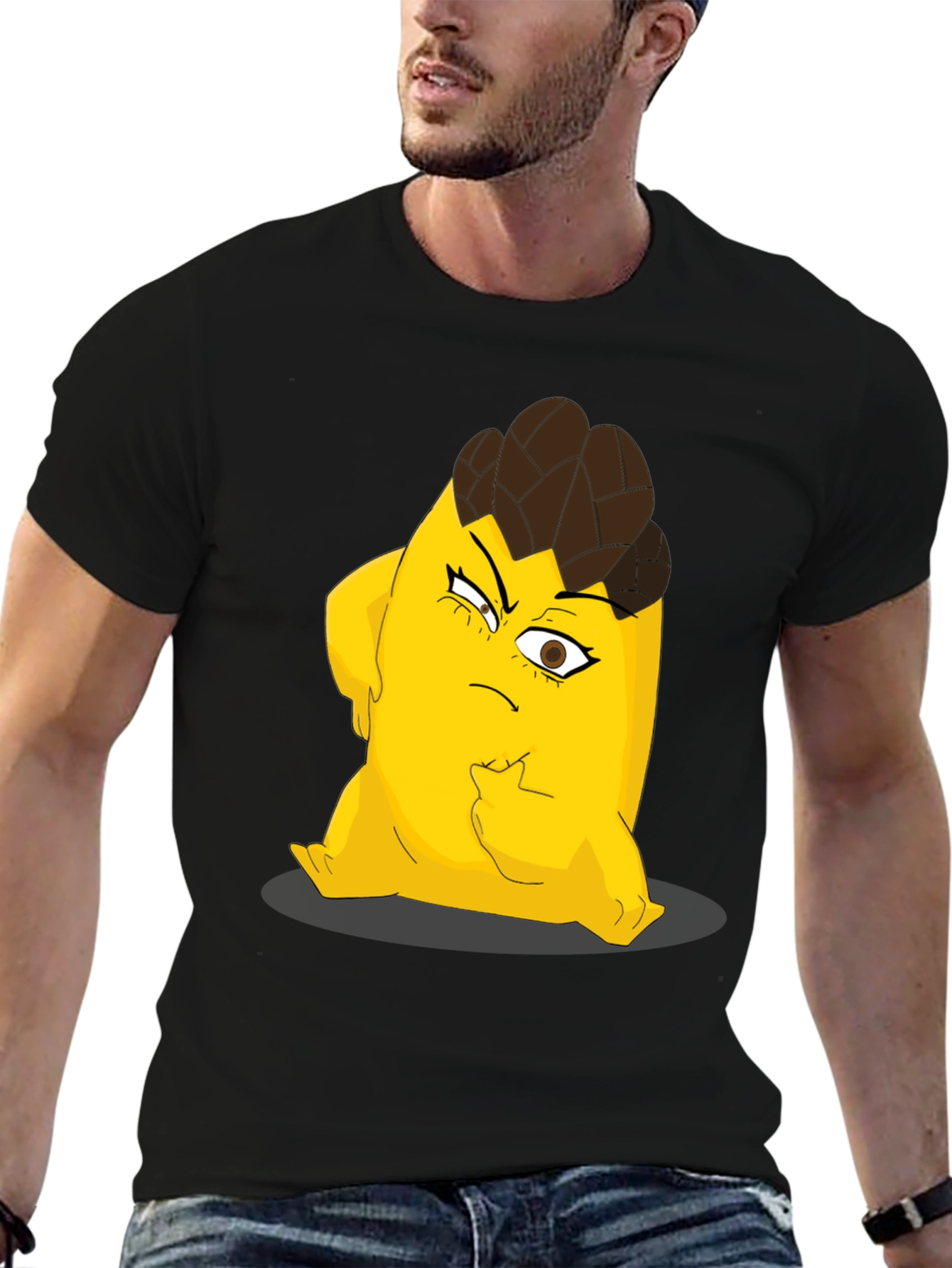 Cartoon Character Graphic Tee - Black