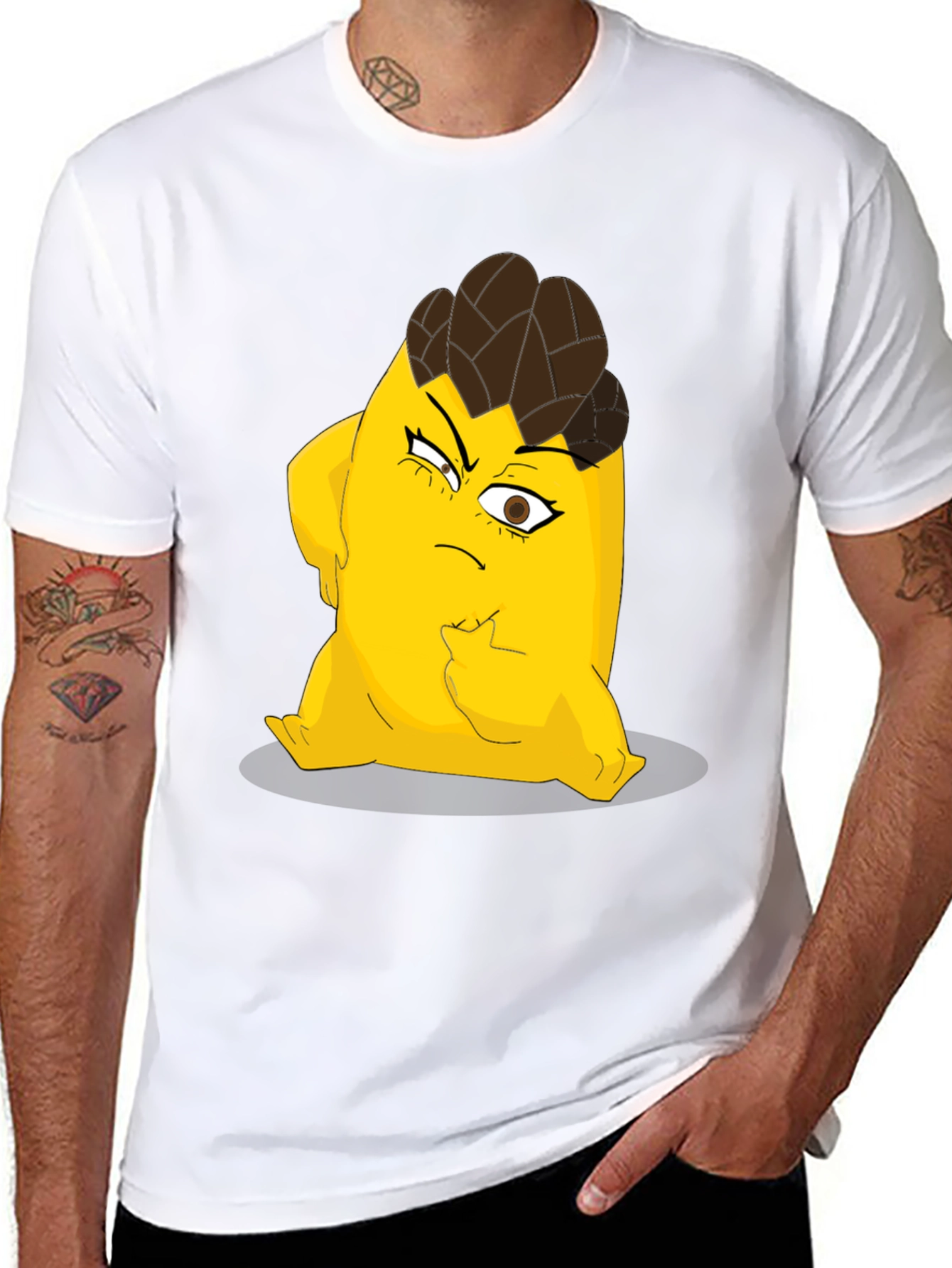Cartoon Character Graphic Tee - Black