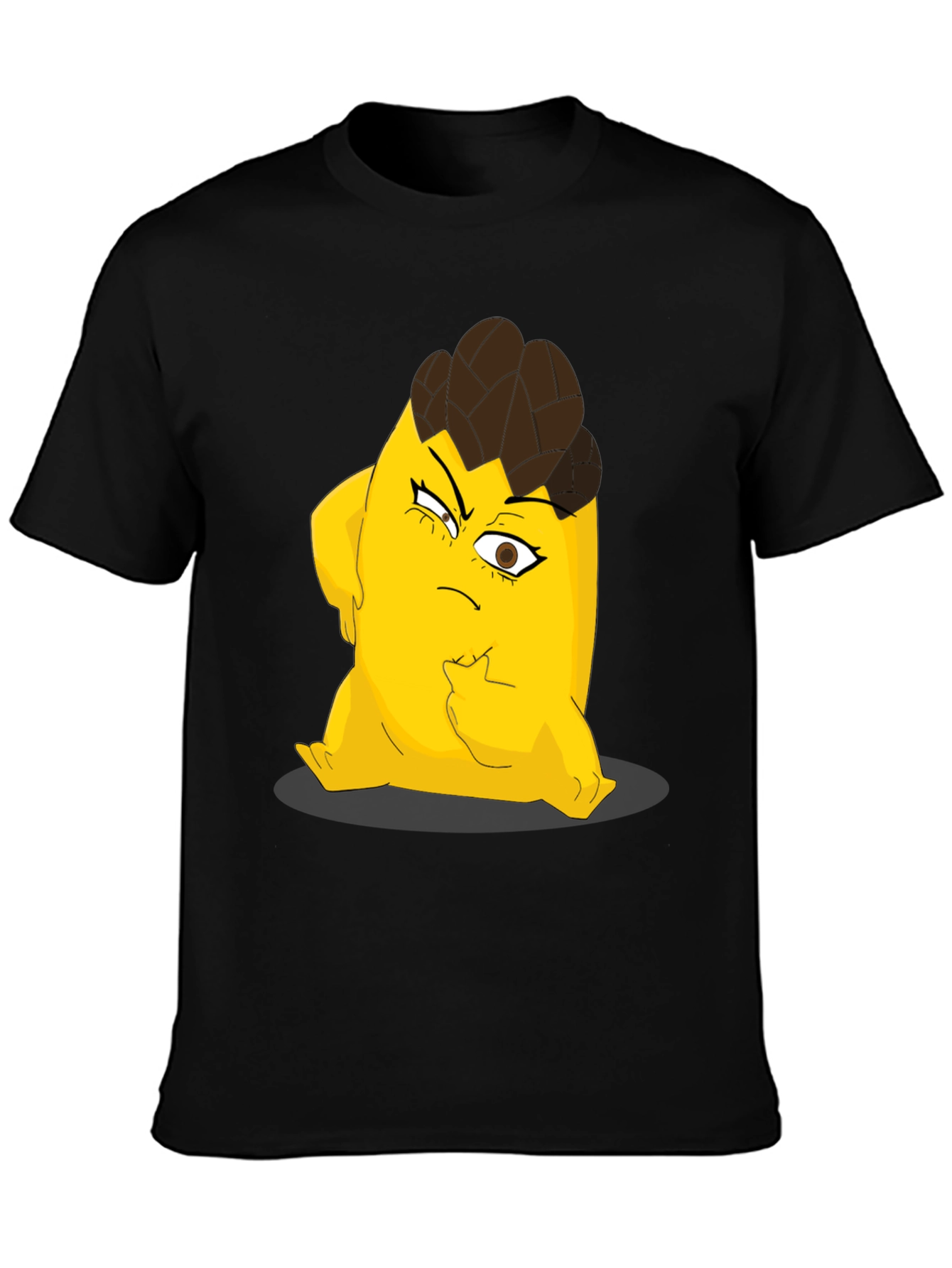 Cartoon Character Graphic Tee - Black