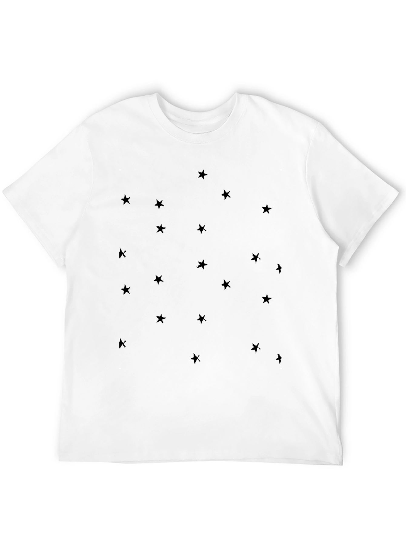 Mens Black Star Pattern Crew Neck T-Shirt