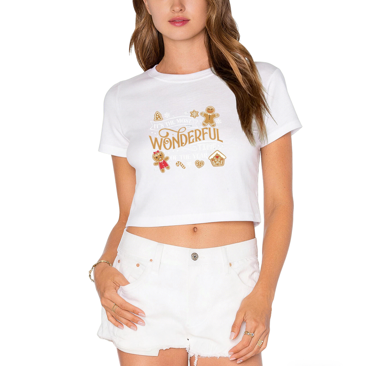 It's The Most Wonderful Time Gingerbread Christmas Crop Tee