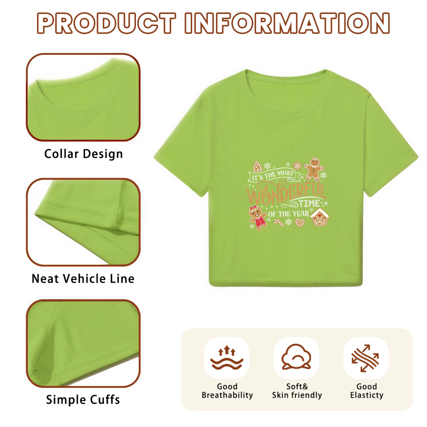 It's The Most Wonderful Time Gingerbread Christmas Crop Tee