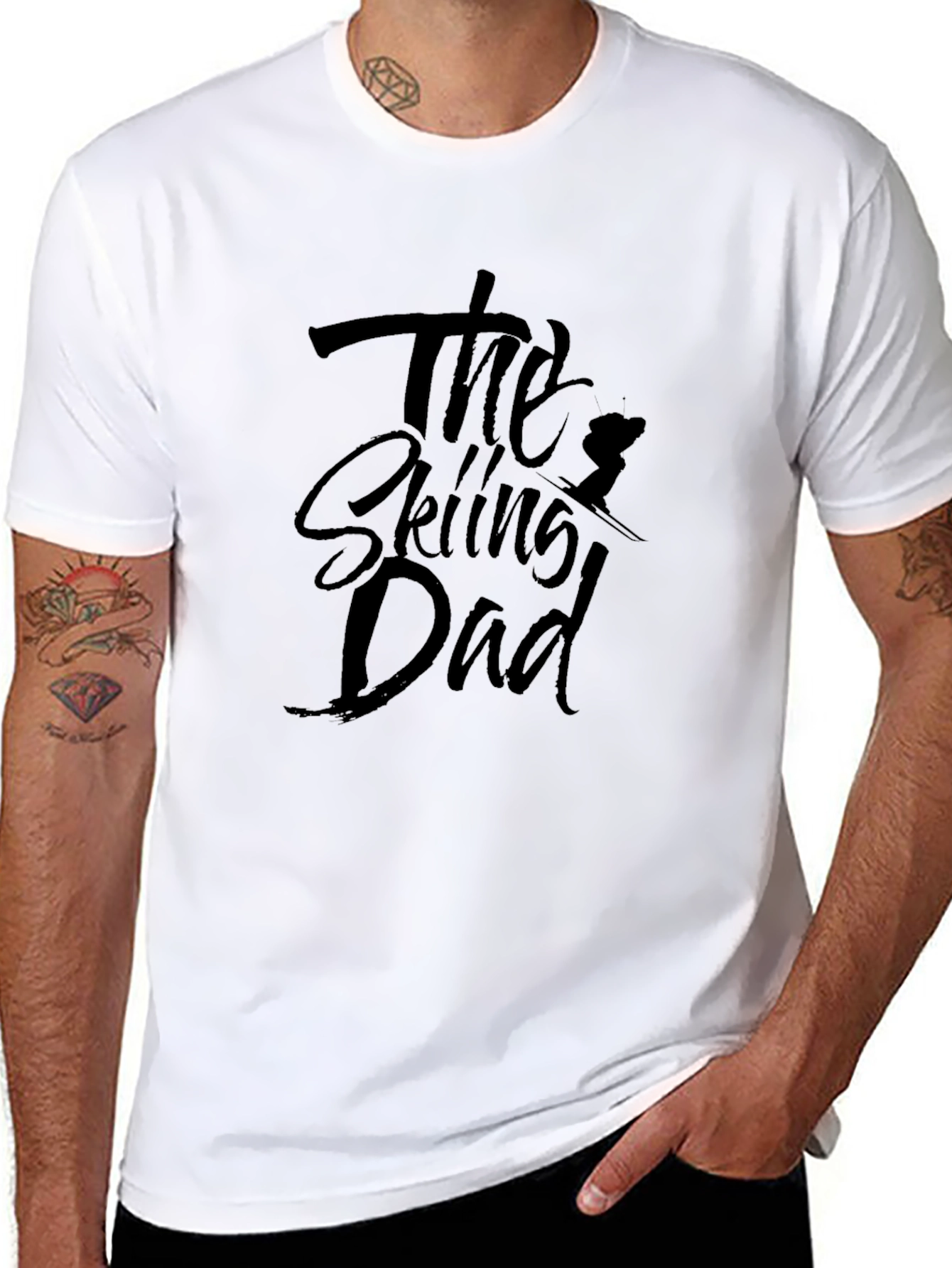 The Skiing Dad T-Shirt - Black Cotton Tee