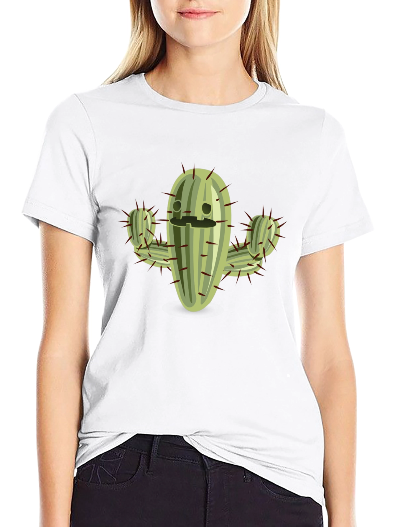 Funny Cactus Graphic T-Shirt - Black