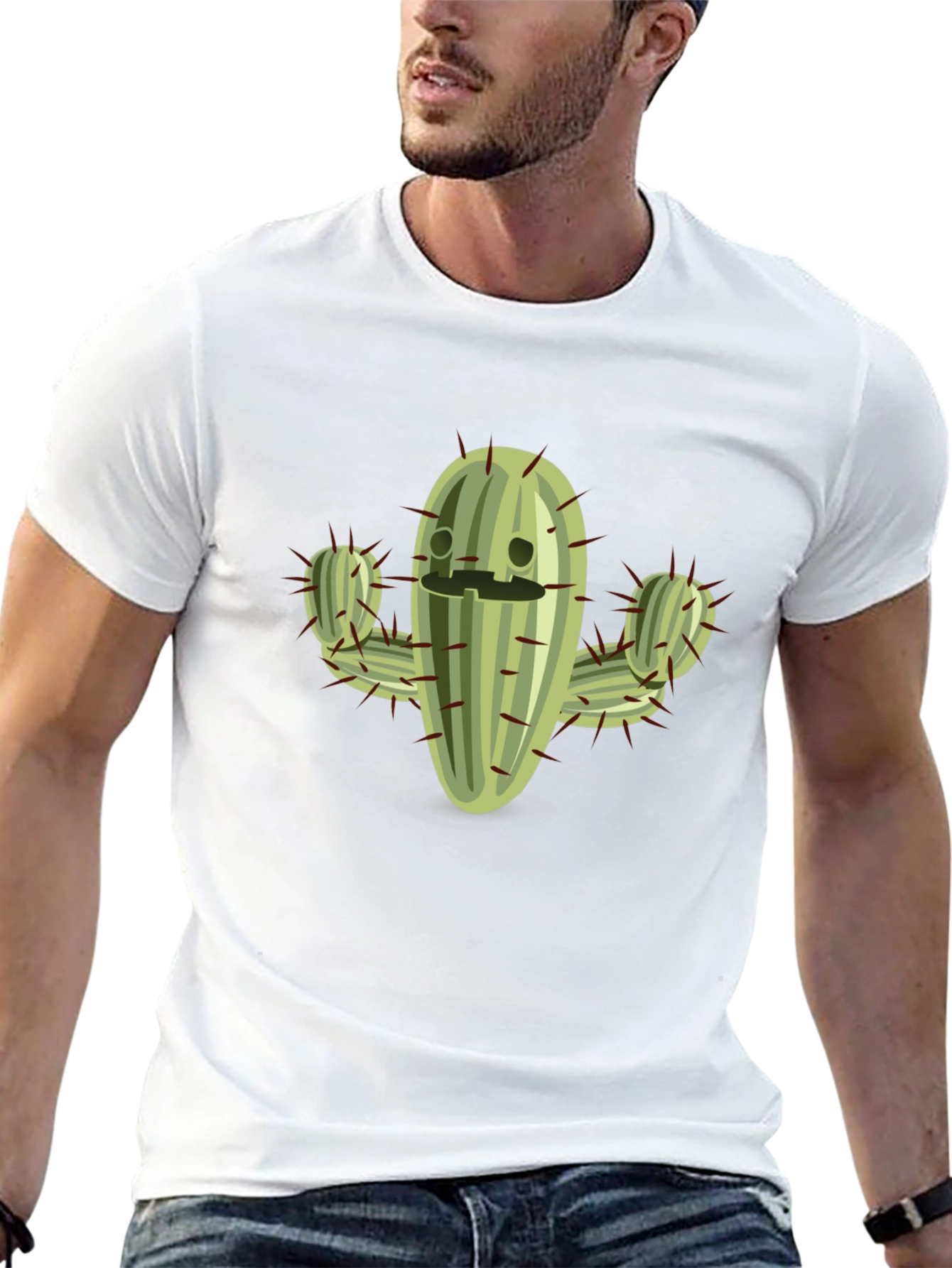 Funny Cactus Graphic T-Shirt - Black