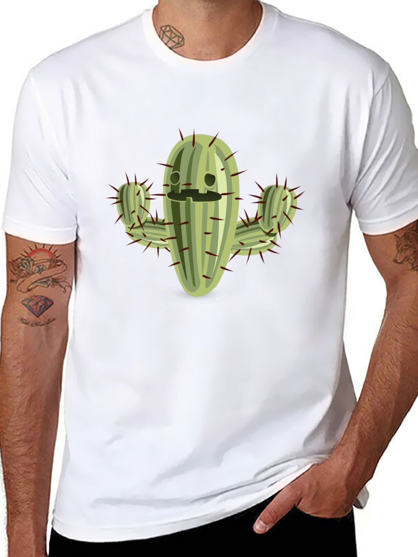 Funny Cactus Graphic T-Shirt - Black