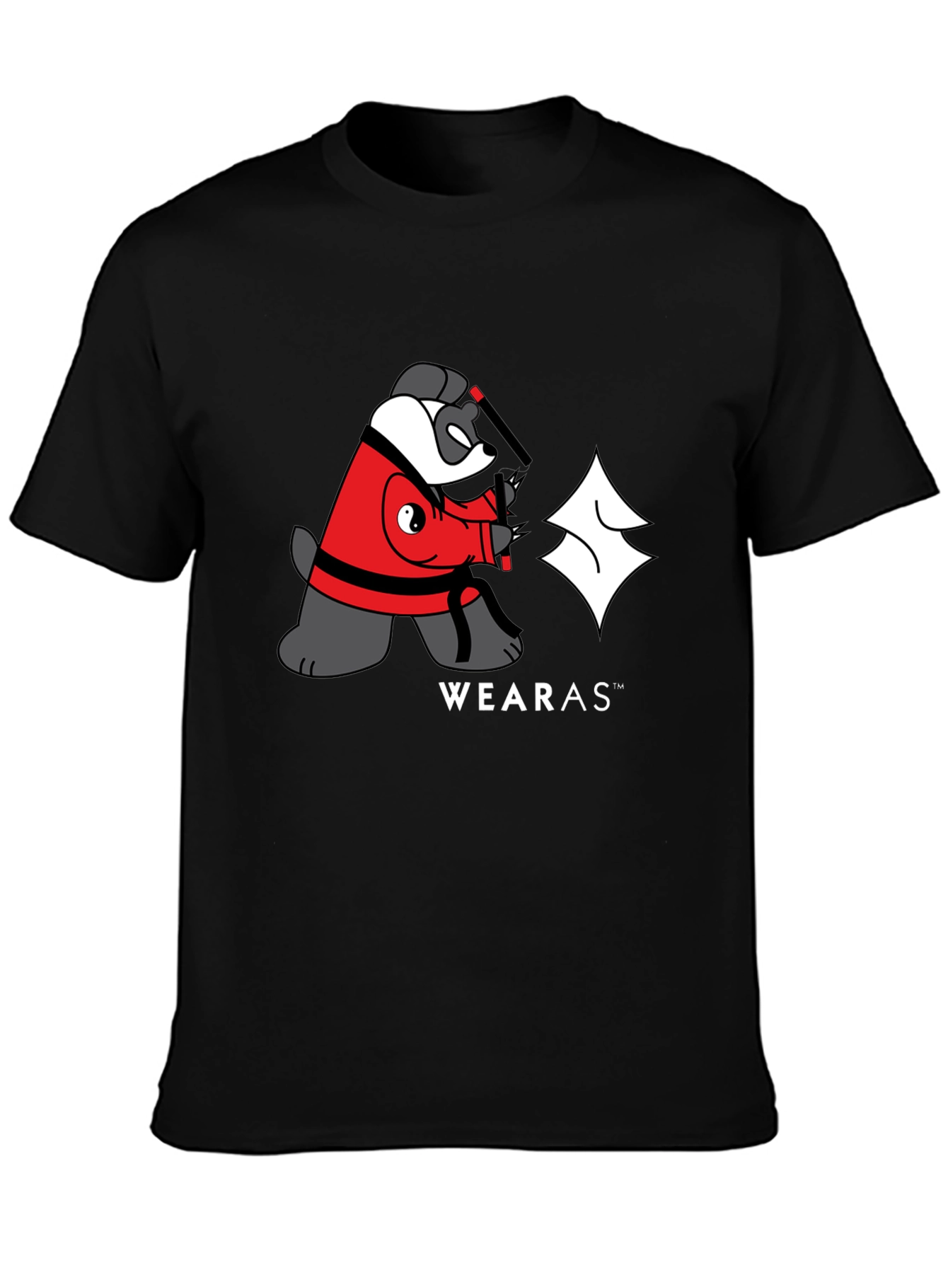 Ninja Yin Yang Bear Graphic T-Shirt