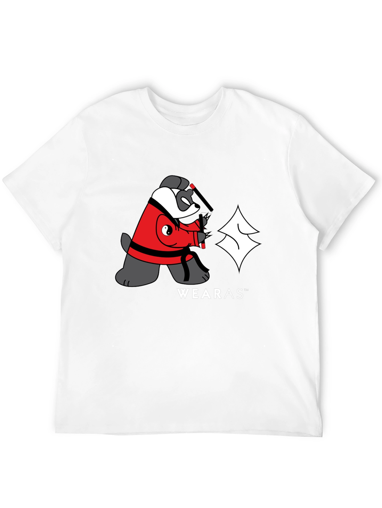 Ninja Yin Yang Bear Graphic T-Shirt