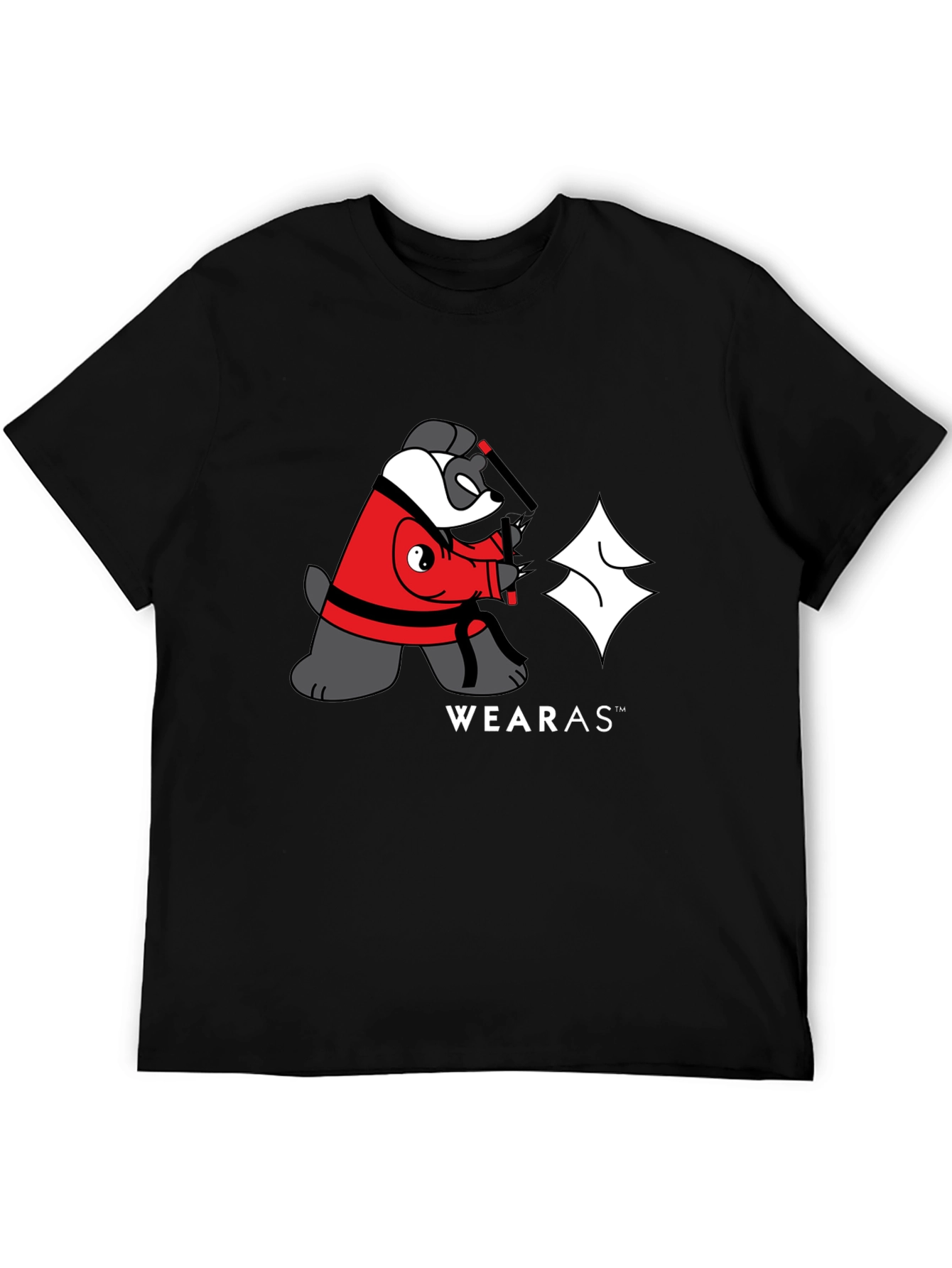 Ninja Yin Yang Bear Graphic T-Shirt