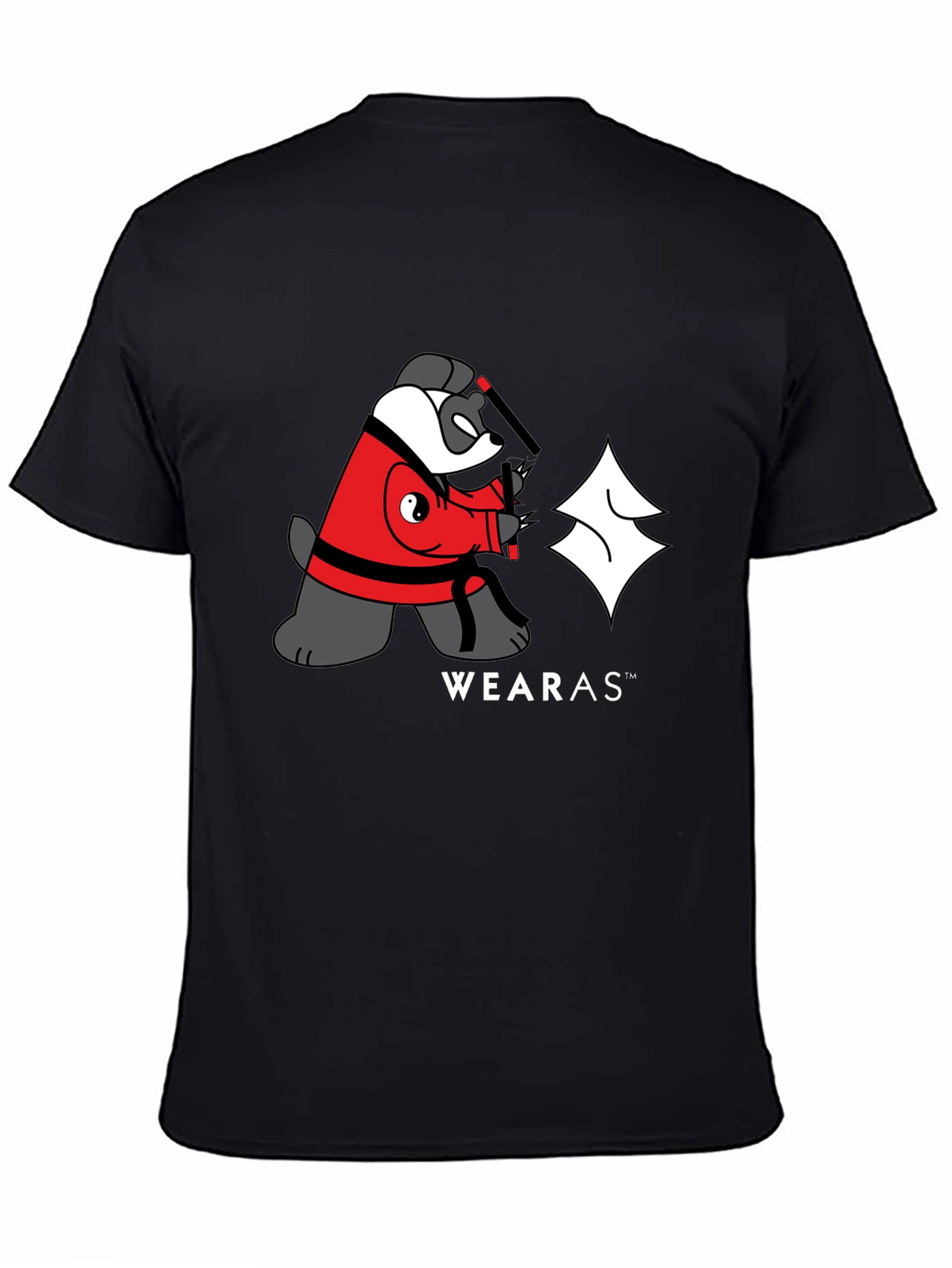 Ninja Yin Yang Bear Graphic T-Shirt