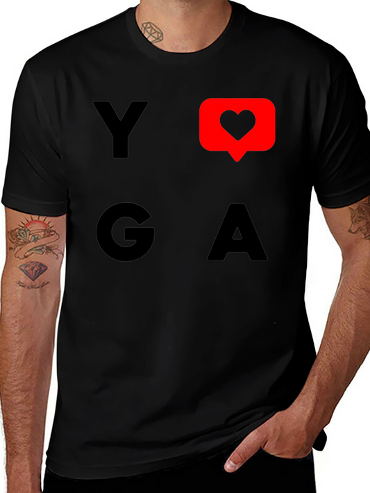 Yoga Heart Graphic Tee - Black Cotton T-Shirt