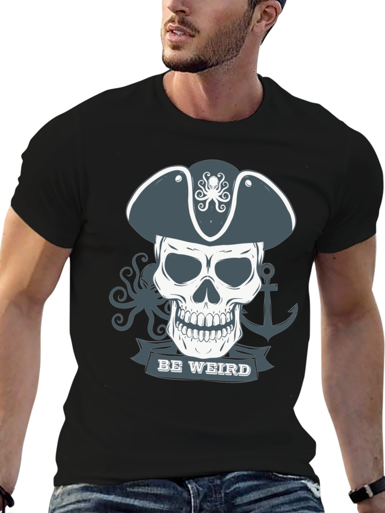 Be Weird Pirate Skull T-Shirt - Graphic Tee