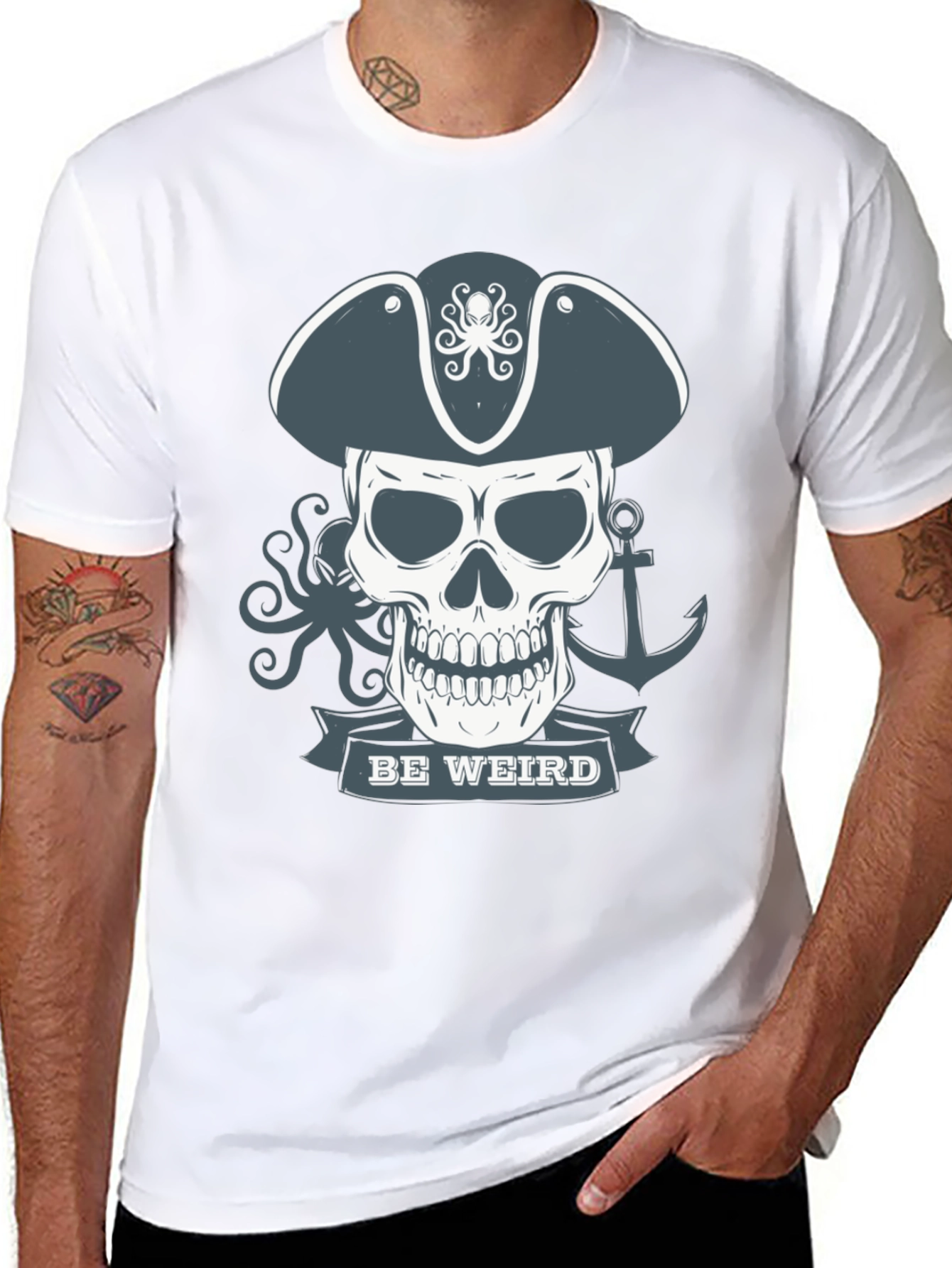 Be Weird Pirate Skull T-Shirt - Graphic Tee