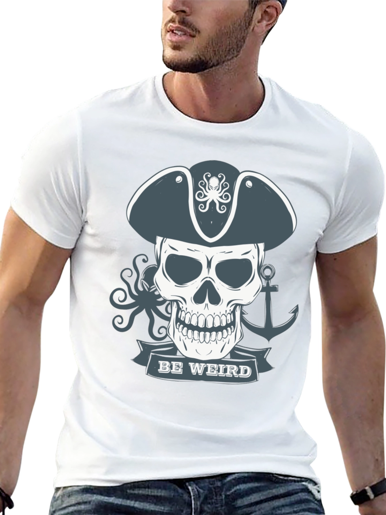 Be Weird Pirate Skull T-Shirt - Graphic Tee