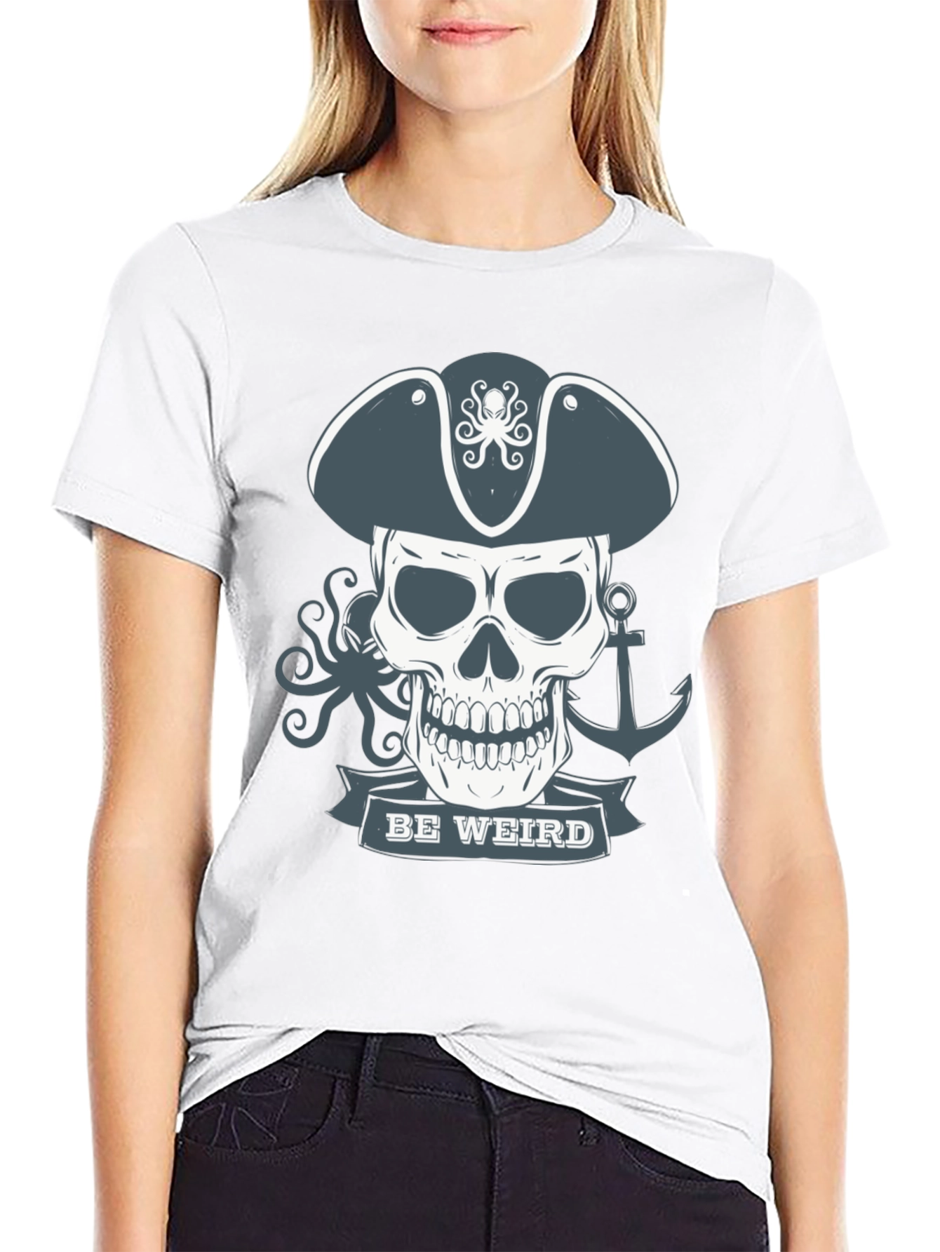 Be Weird Pirate Skull T-Shirt - Graphic Tee