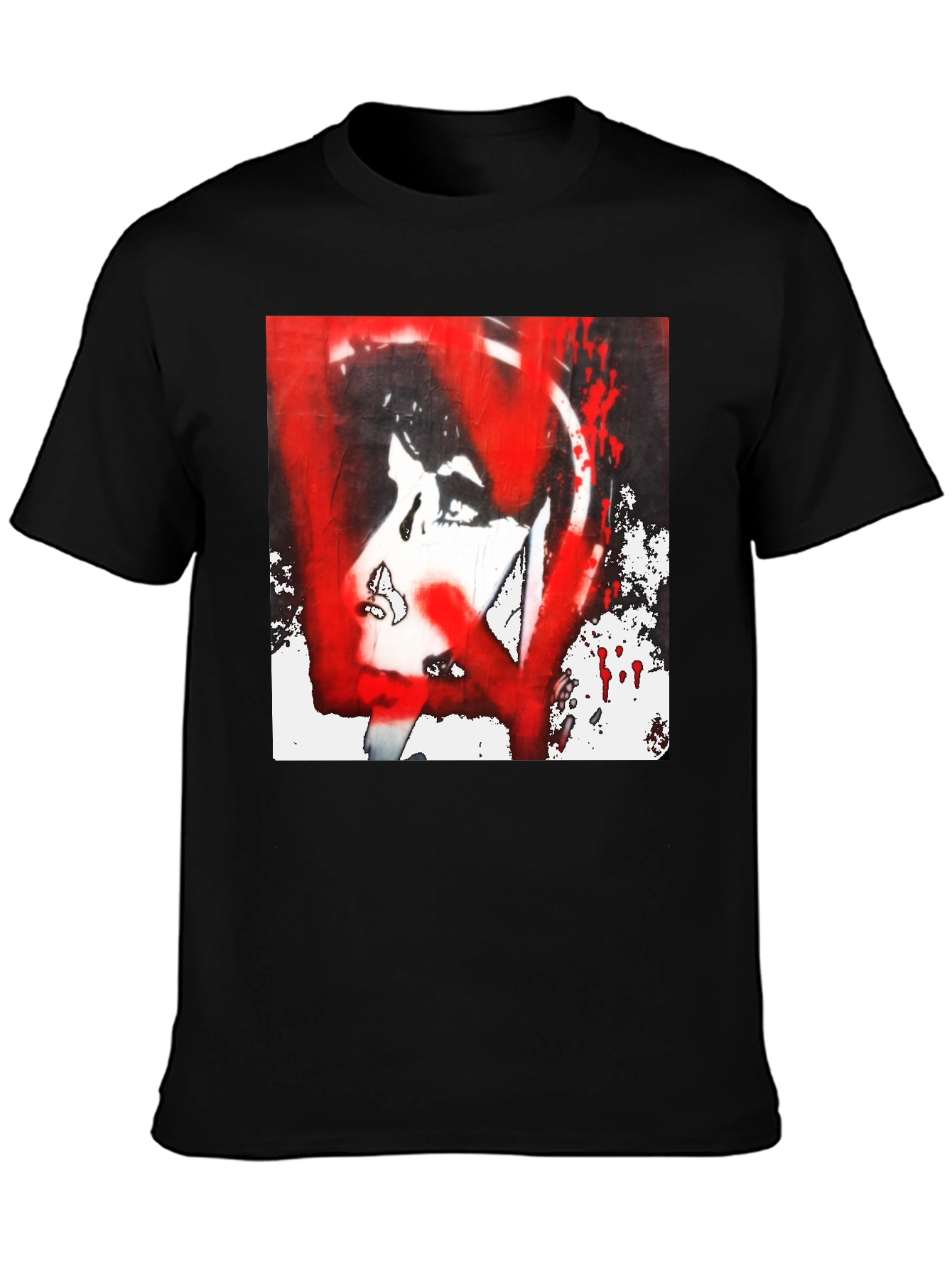 Graphic Tee: Red and White Abstract Print