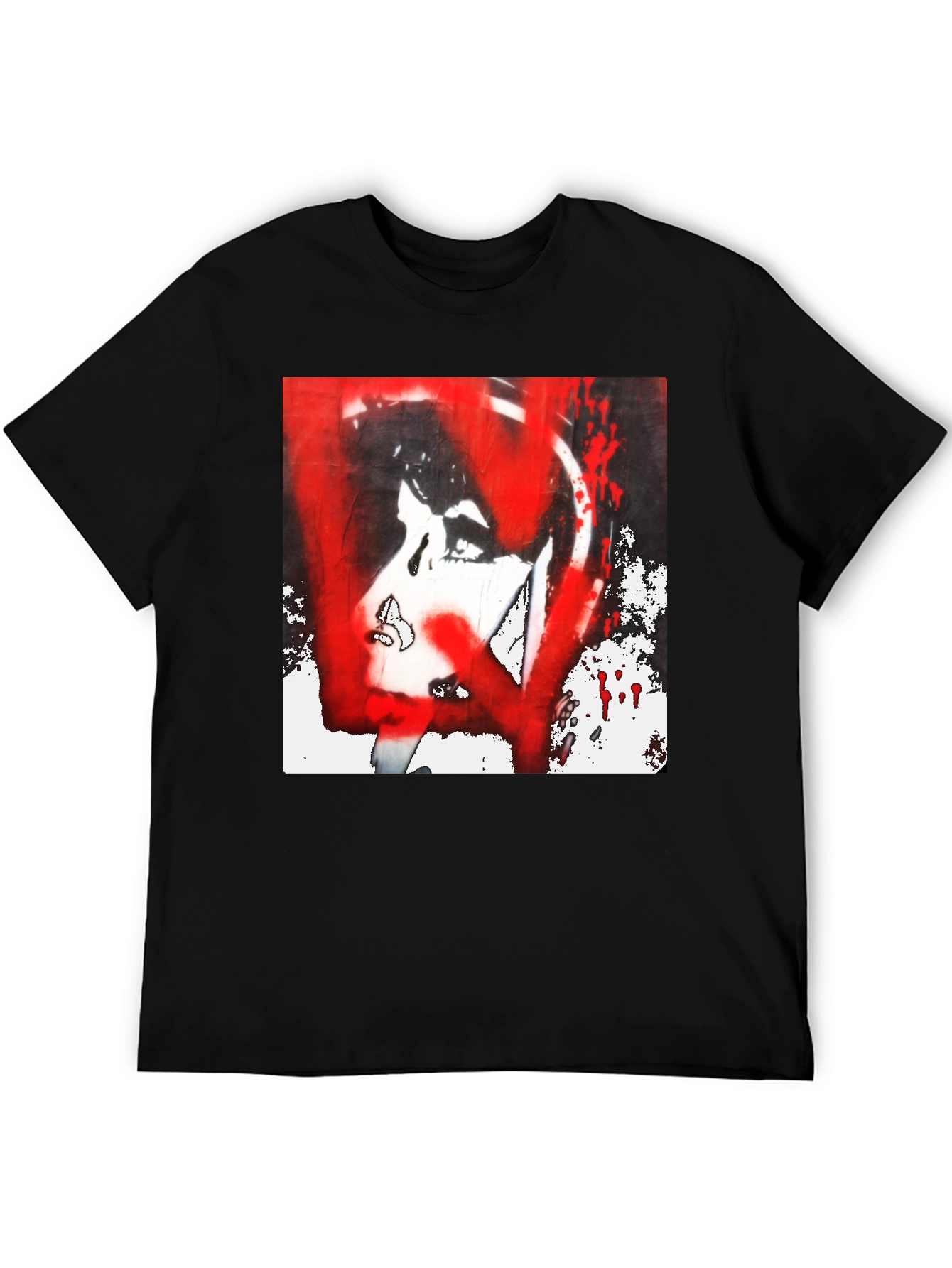 Graphic Tee: Red and White Abstract Print