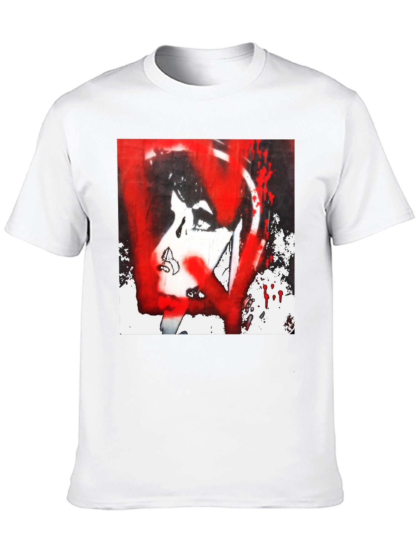 Graphic Tee: Red and White Abstract Print
